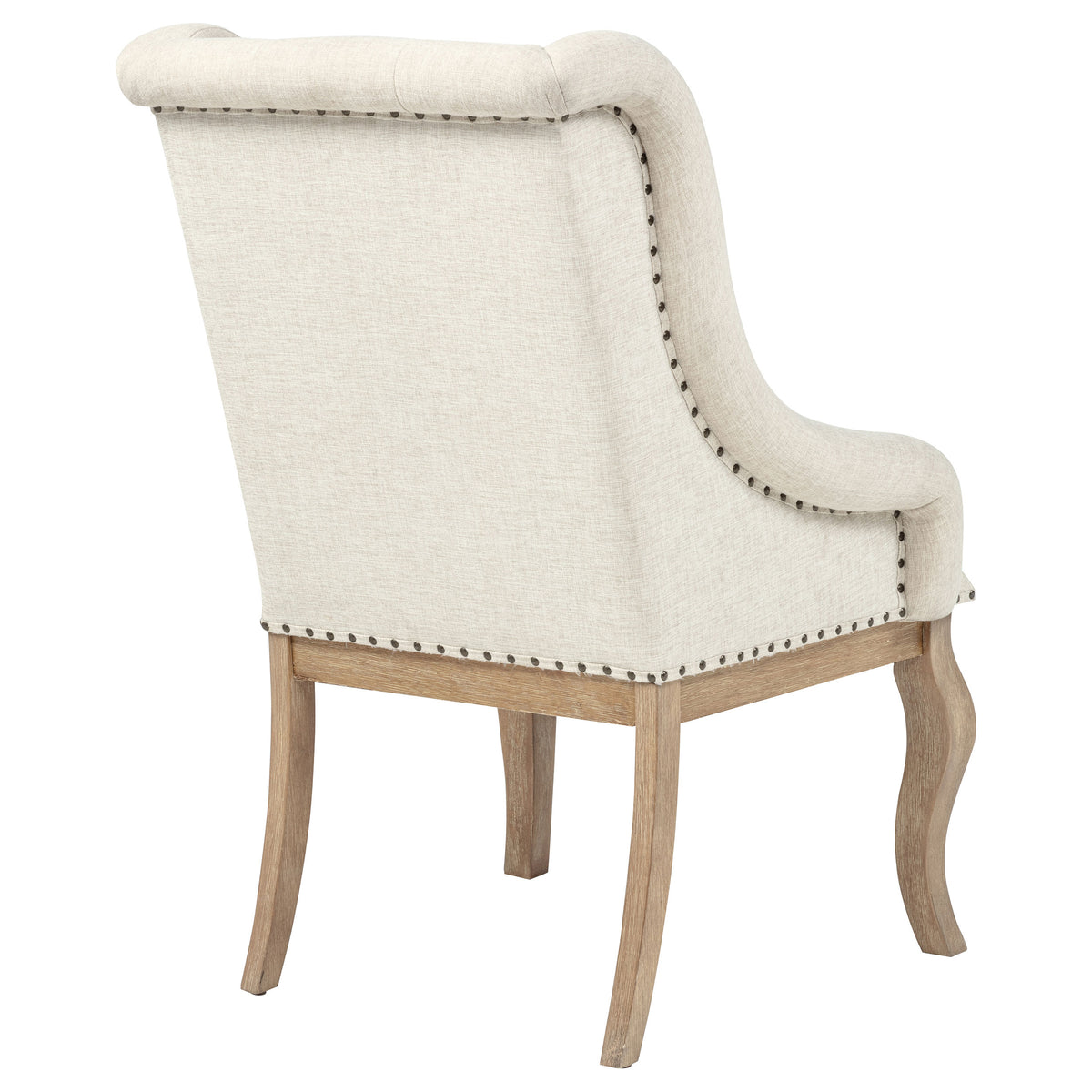 Brockway Tufted Upholstered Dining Arm Chairs with Nailhead Trim (Set of 2) Cream and Barley Brown