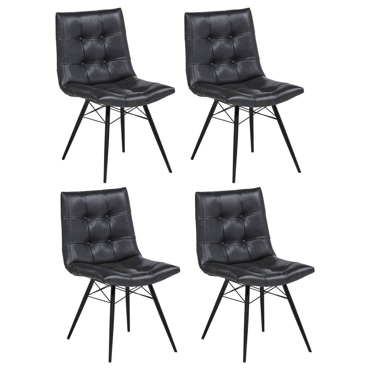 Aiken Faux Leather Upholstered Dining Side Chairs (Set of 4) Charcoal Grey
