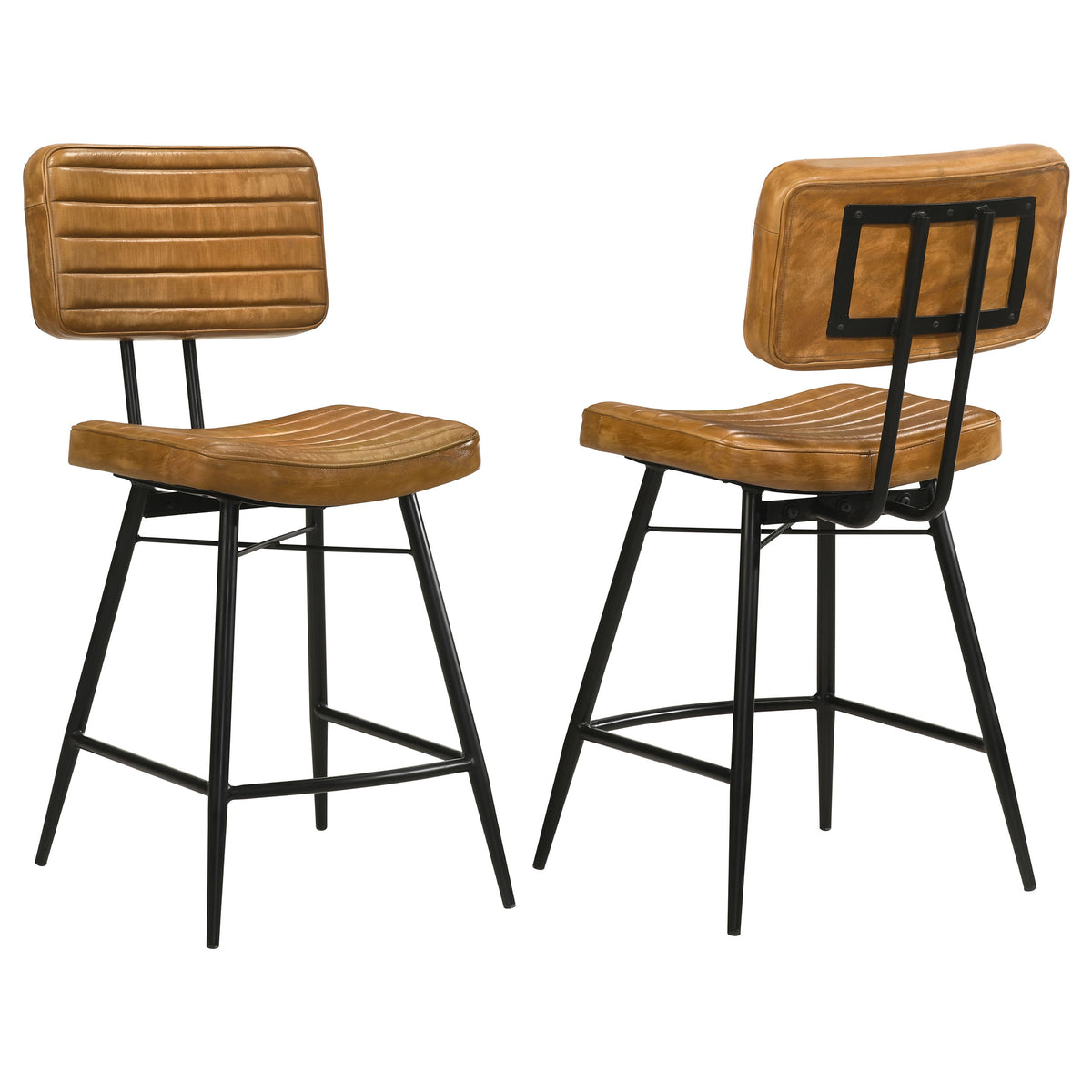 Partridge Leather Counter Chairs (Set of 2) Antique Camel