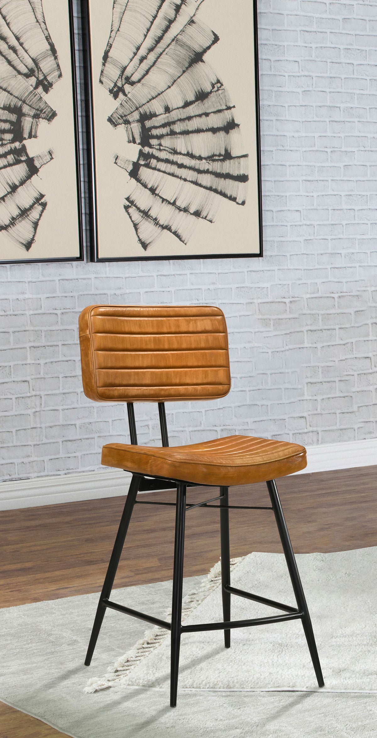 Partridge Leather Counter Chairs (Set of 2) Antique Camel
