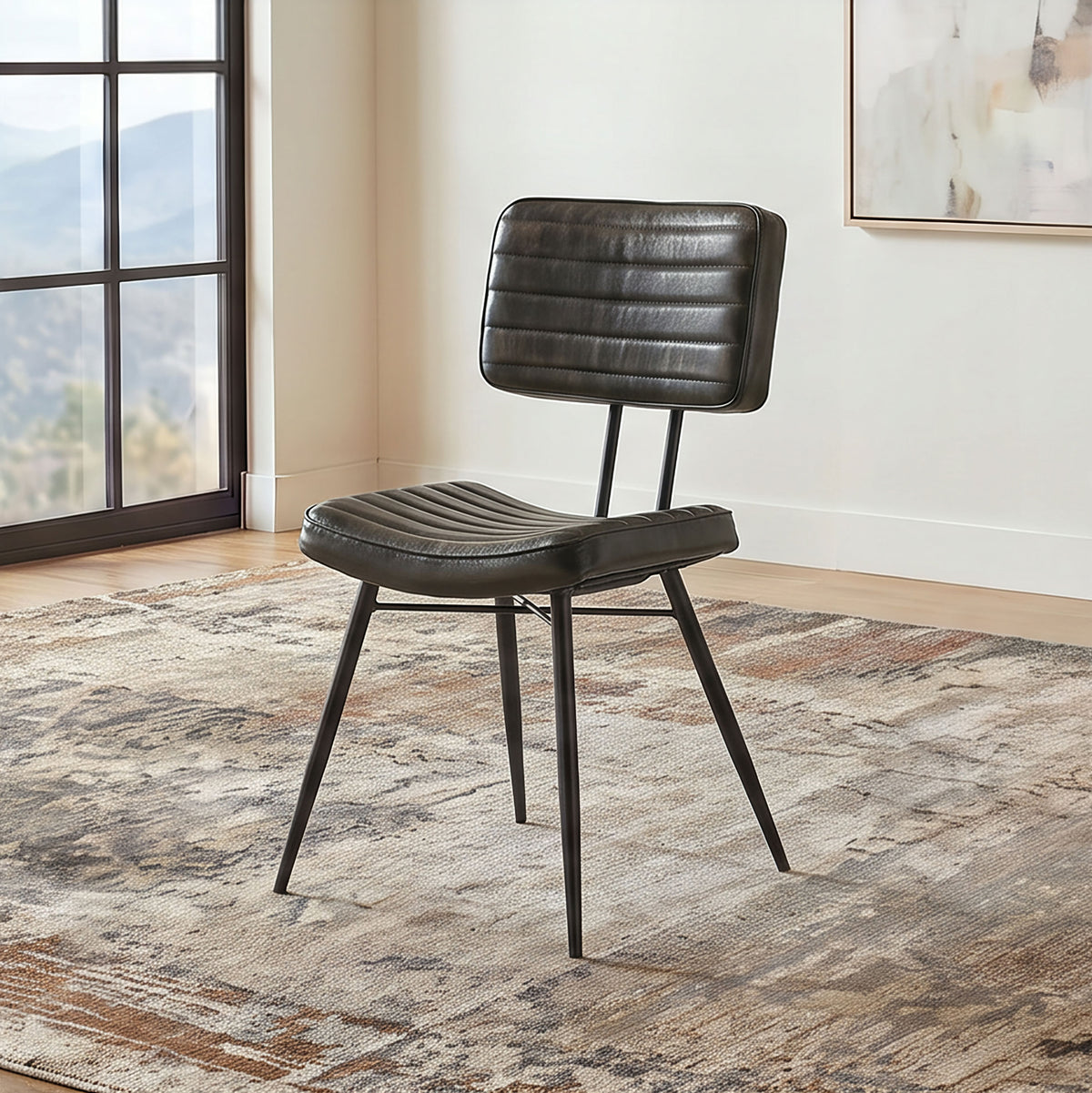 Misty Leather Upholstered Dining Side Chairs (Set of 2) Antique Espresso