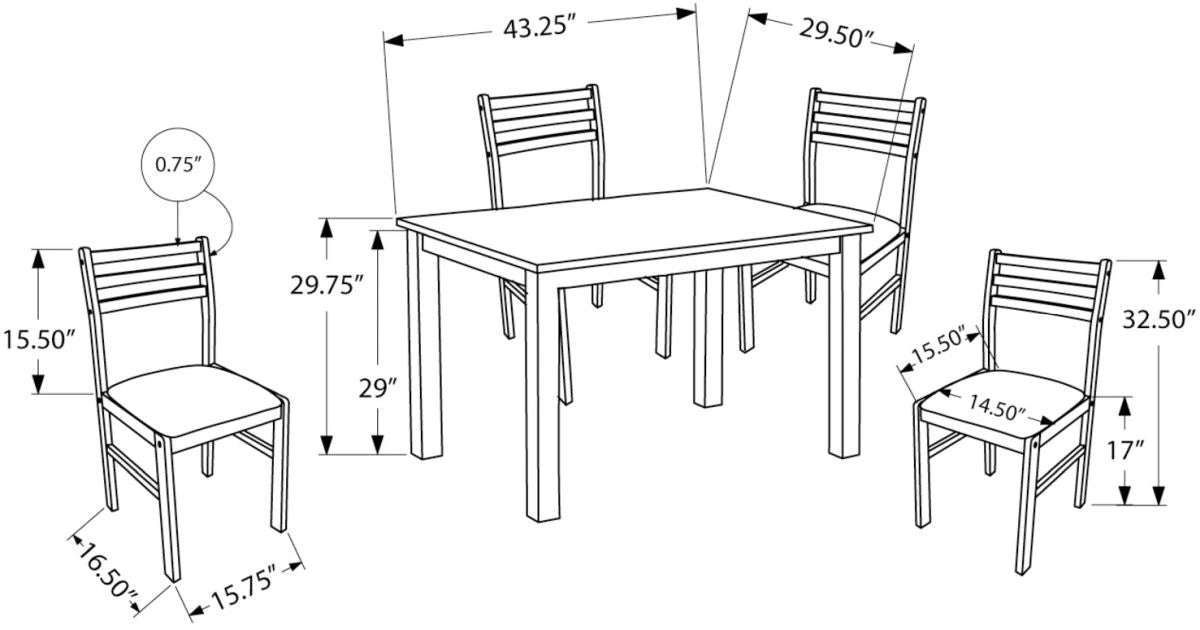 Espresso Veneer Ladder back 5-piece Dinette Dining Table Set