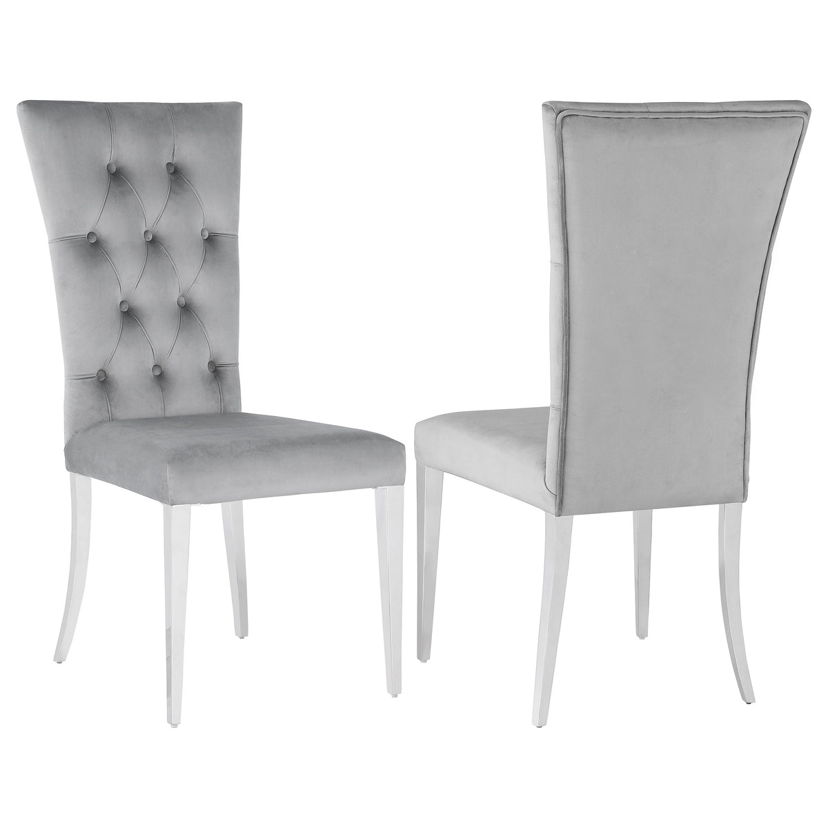 Kerwin Velvet Upholstered Dining Side Chairs (Set of 2) Grey