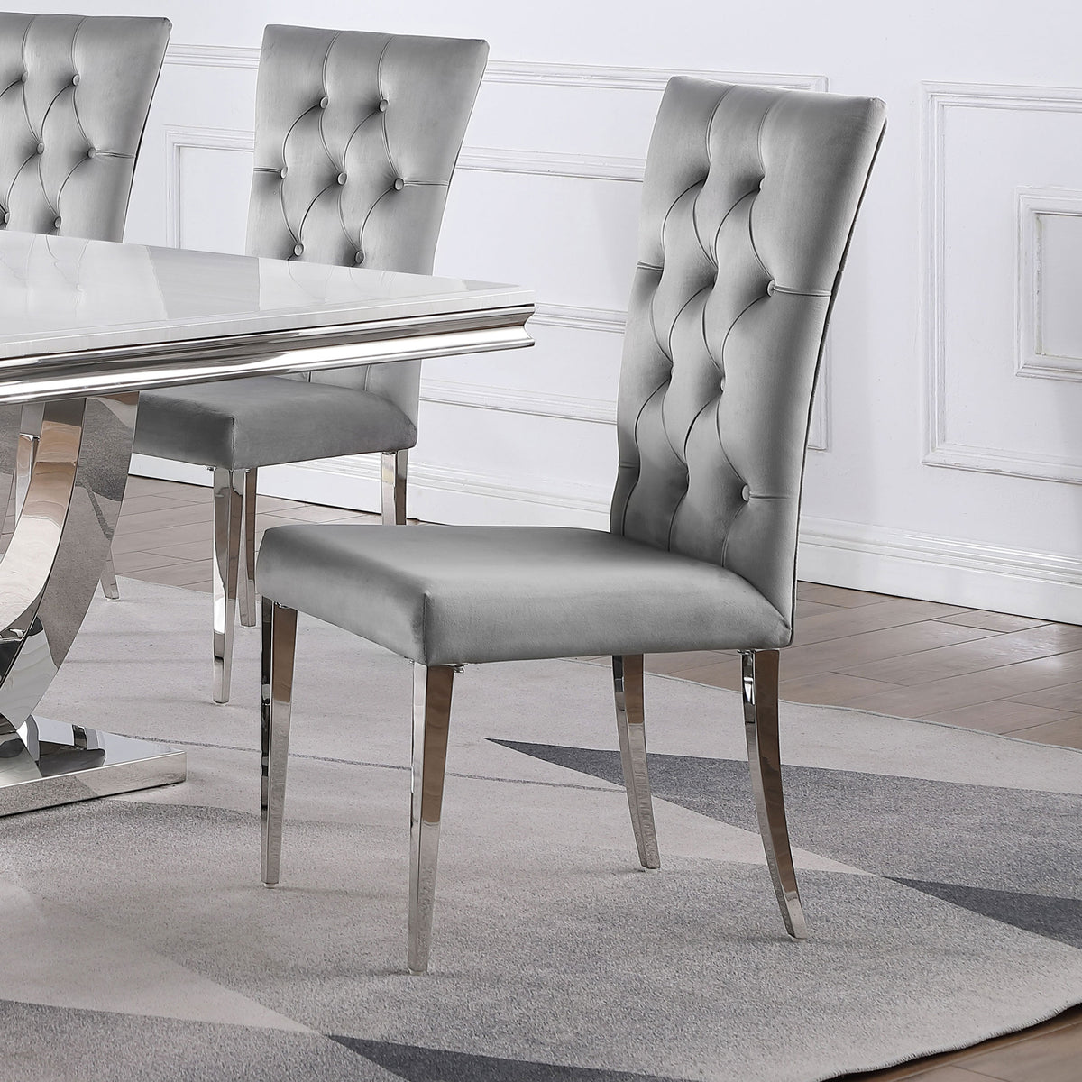 Kerwin Velvet Upholstered Dining Side Chairs (Set of 2) Grey