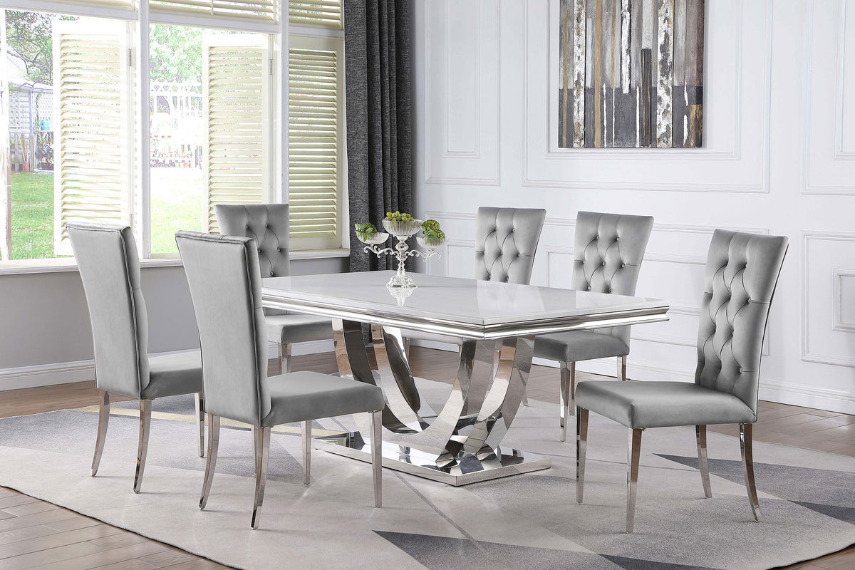 Kerwin Velvet Upholstered Dining Side Chairs (Set of 2) Grey