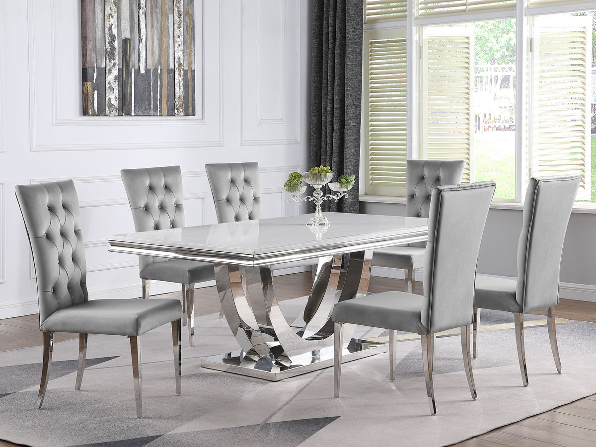Kerwin Velvet Upholstered Dining Side Chairs (Set of 2) Grey