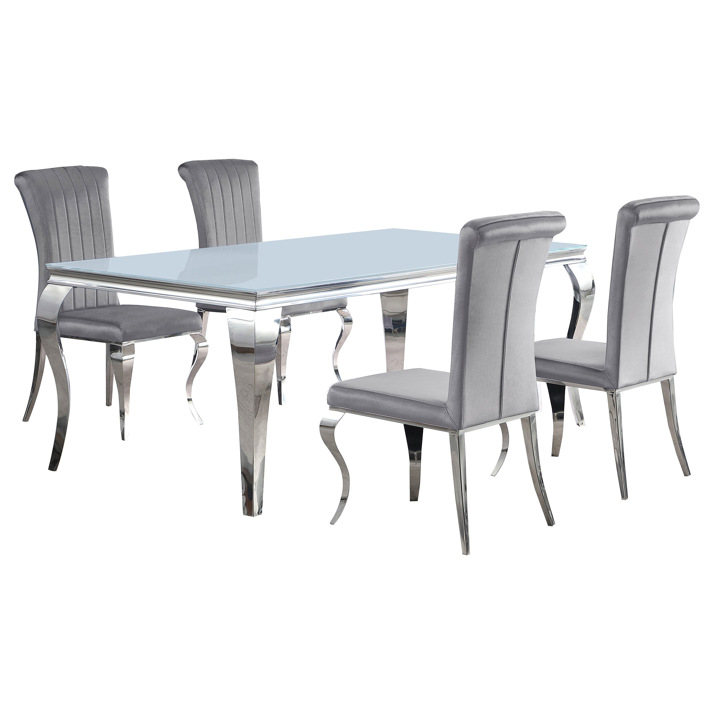 Carone 81-inch Rectangular White Glass Dining Set