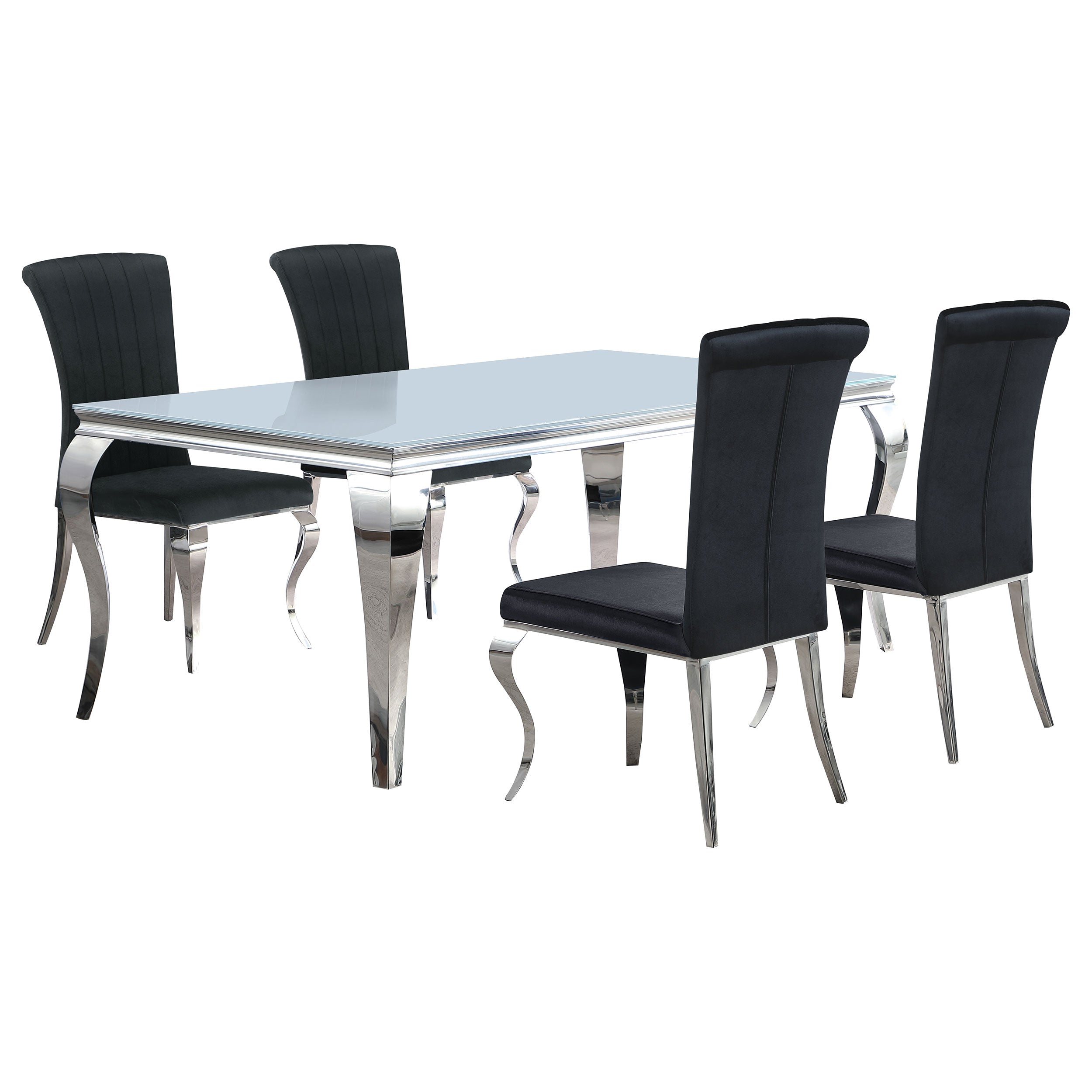 Carone 81-inch Rectangular White Glass Dining Set