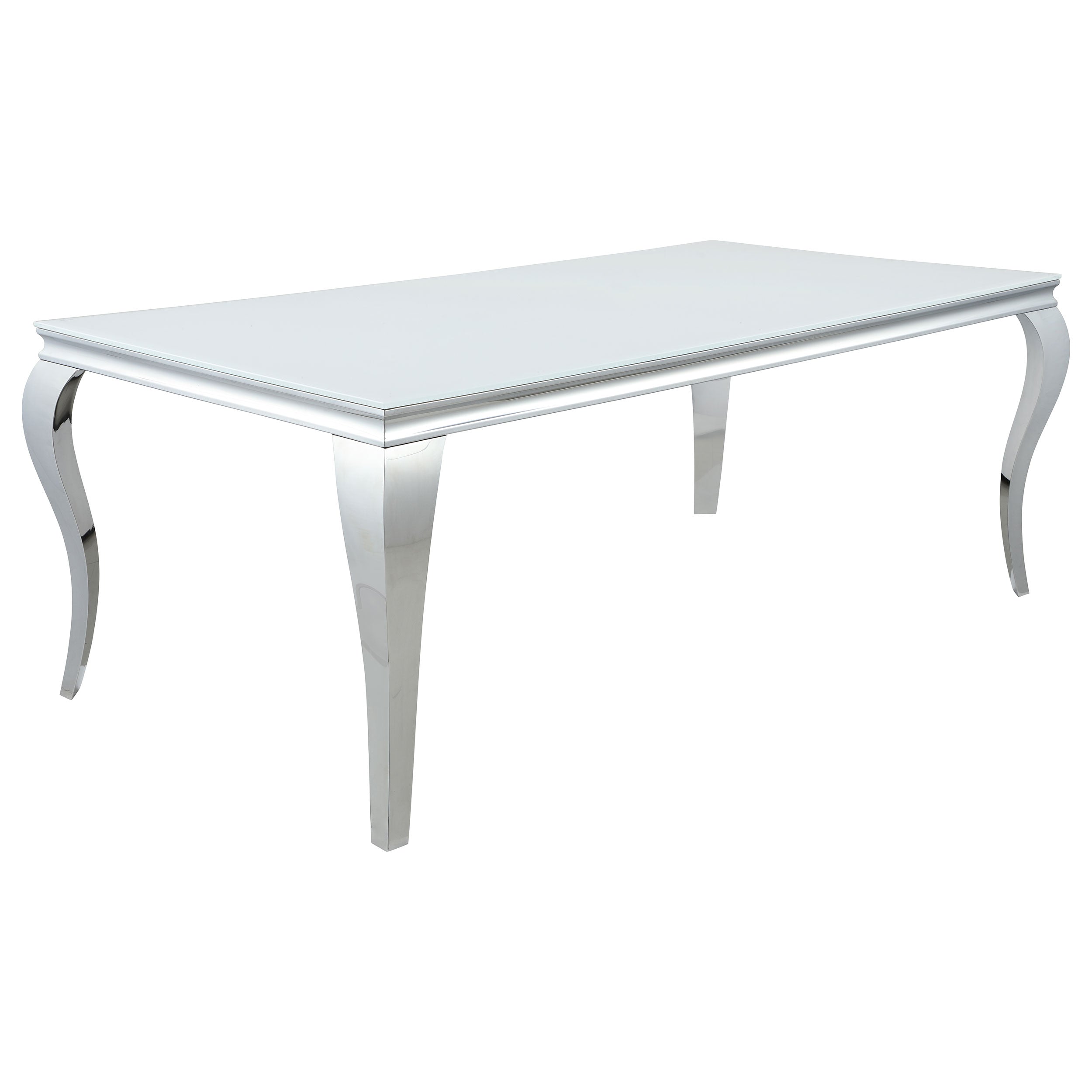 Carone 81-inch Rectangular White Glass Dining Set
