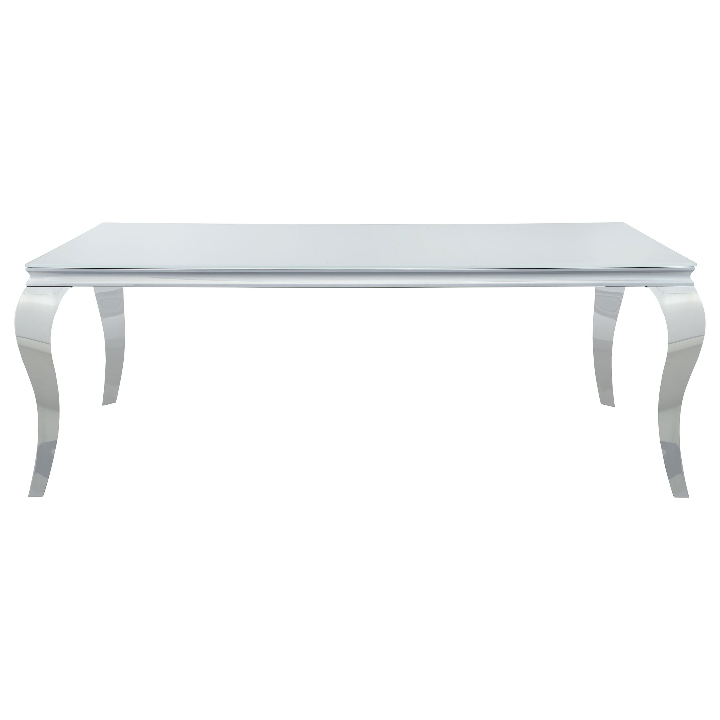Carone 81-inch Rectangular White Glass Dining Set