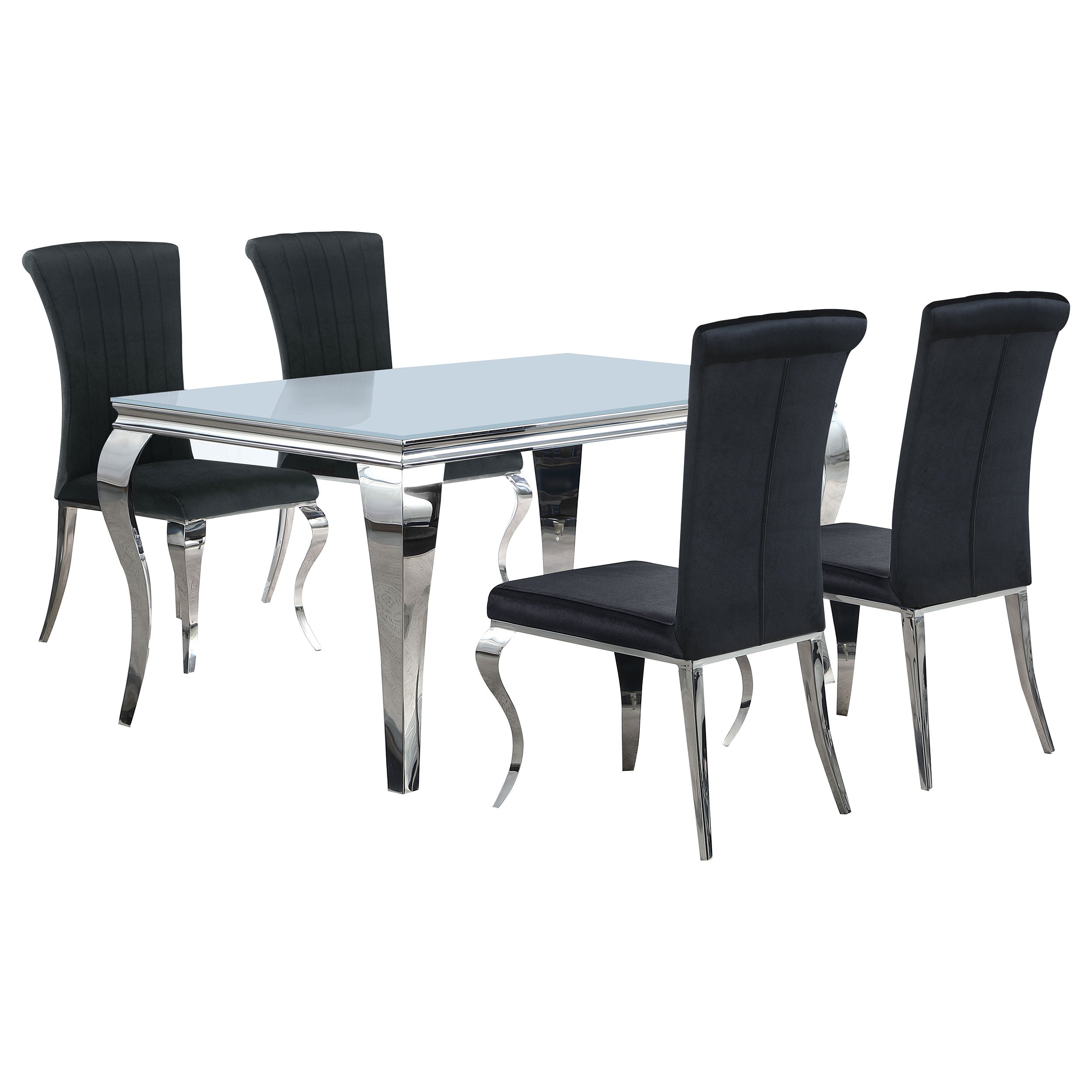 Carone 61-inch Rectangular White Glass Dining Set