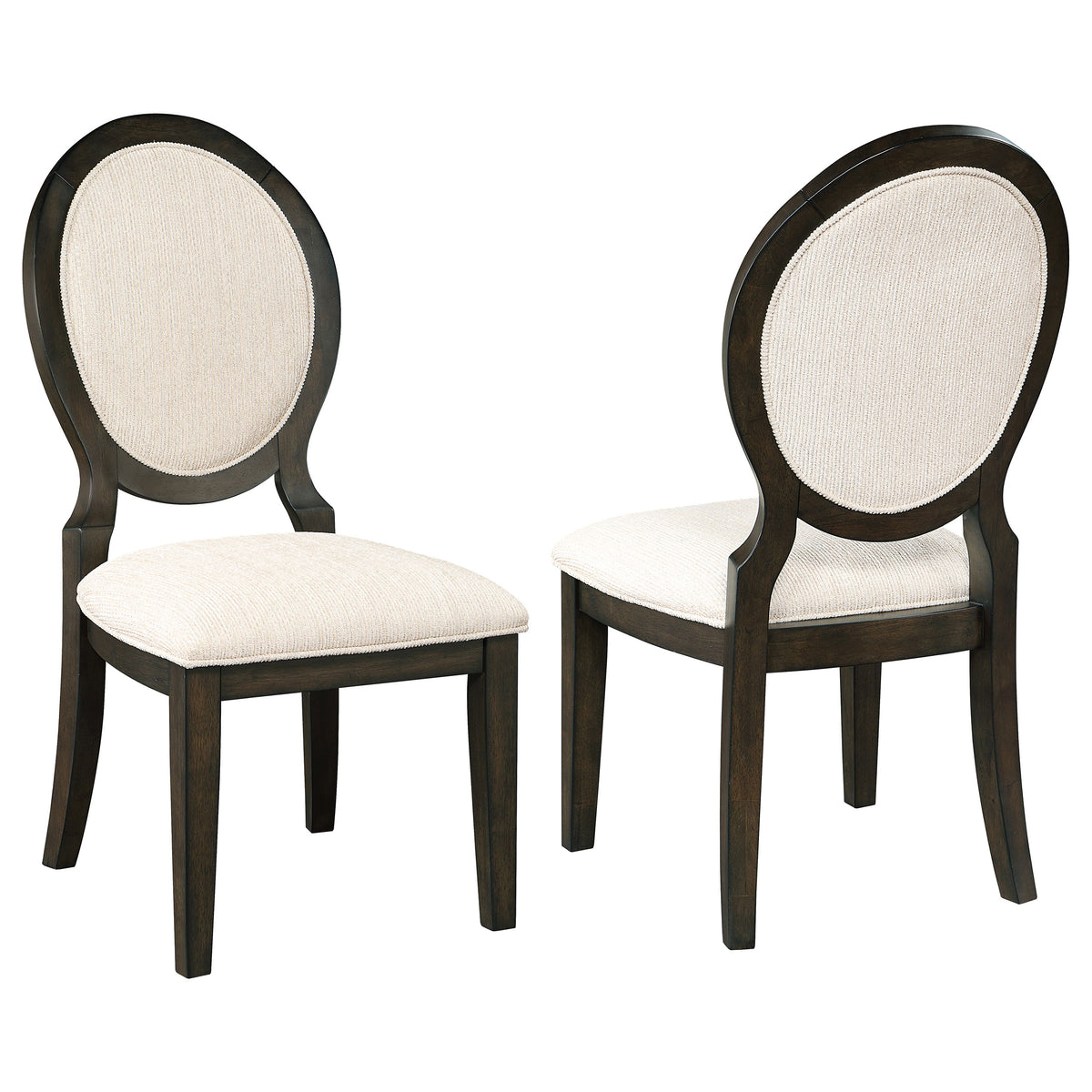 Twyla Upholstered Oval Back Dining Side Chairs (Set of 2) Cream and Dark Cocoa
