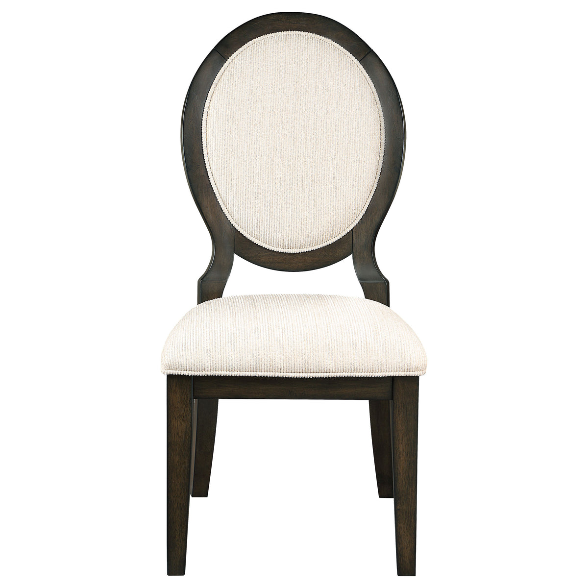 Twyla Upholstered Oval Back Dining Side Chairs (Set of 2) Cream and Dark Cocoa
