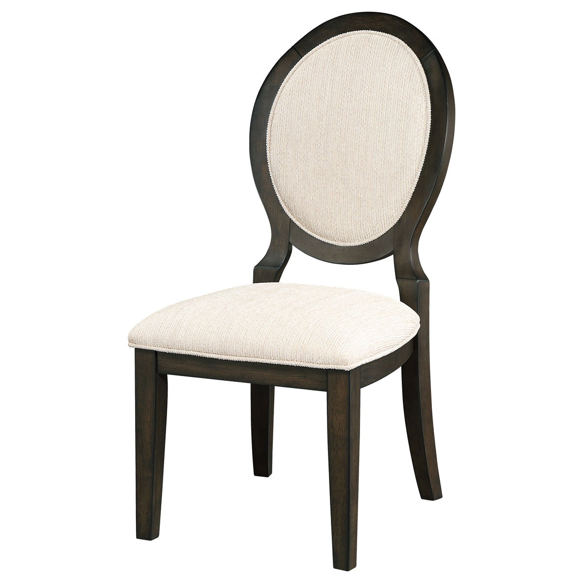 Twyla Upholstered Oval Back Dining Side Chairs (Set of 2) Cream and Dark Cocoa