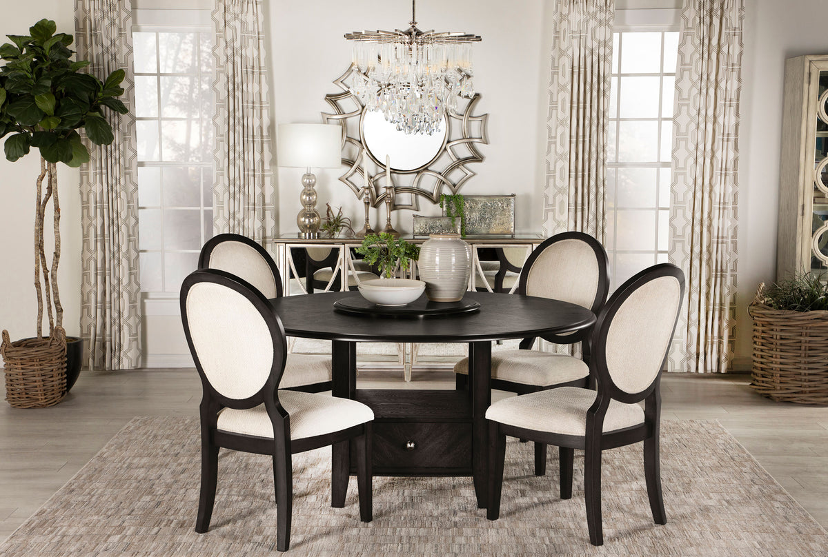 Twyla Upholstered Oval Back Dining Side Chairs (Set of 2) Cream and Dark Cocoa