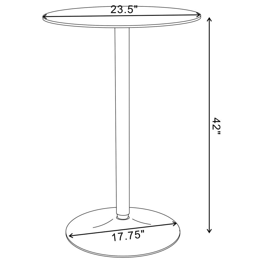 Contemporary Glass Top Round Bar Table Chrome