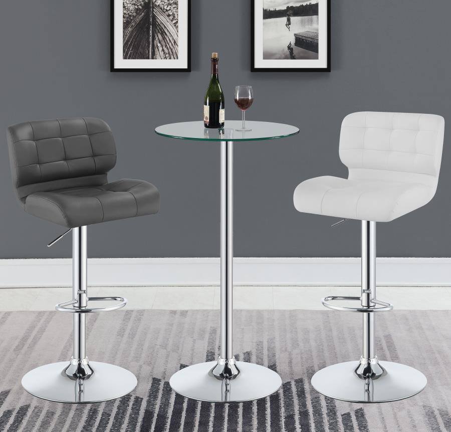 Contemporary Glass Top Round Bar Table Chrome