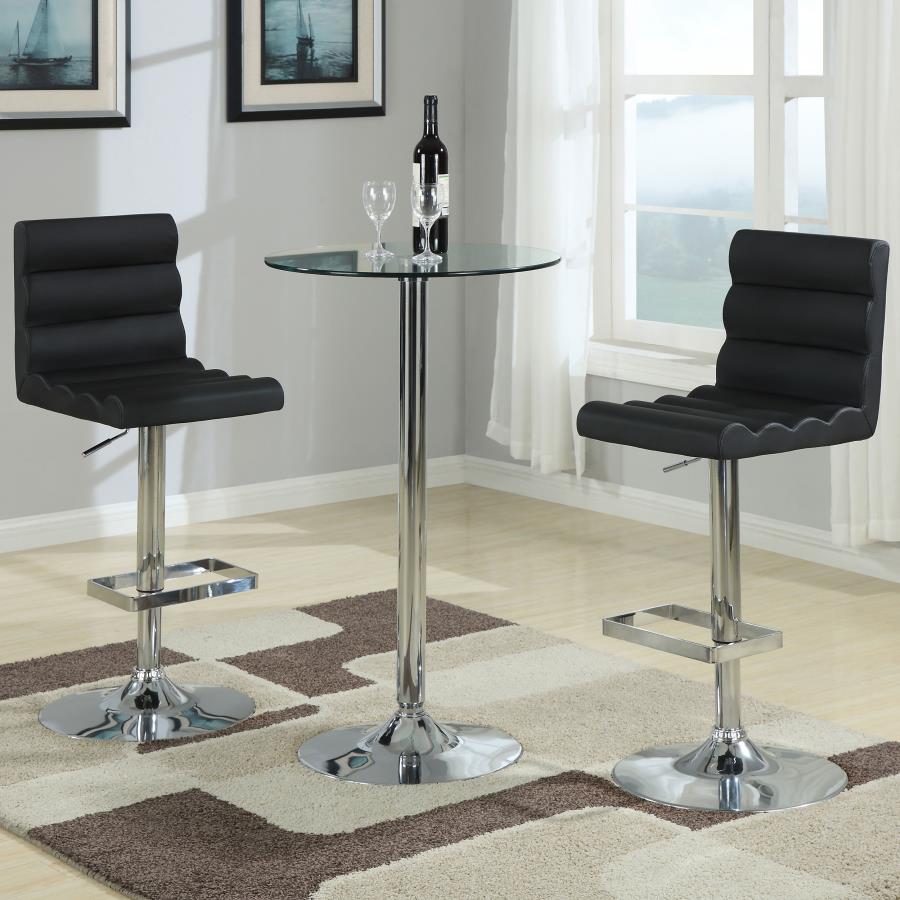 Contemporary Glass Top Round Bar Table Chrome