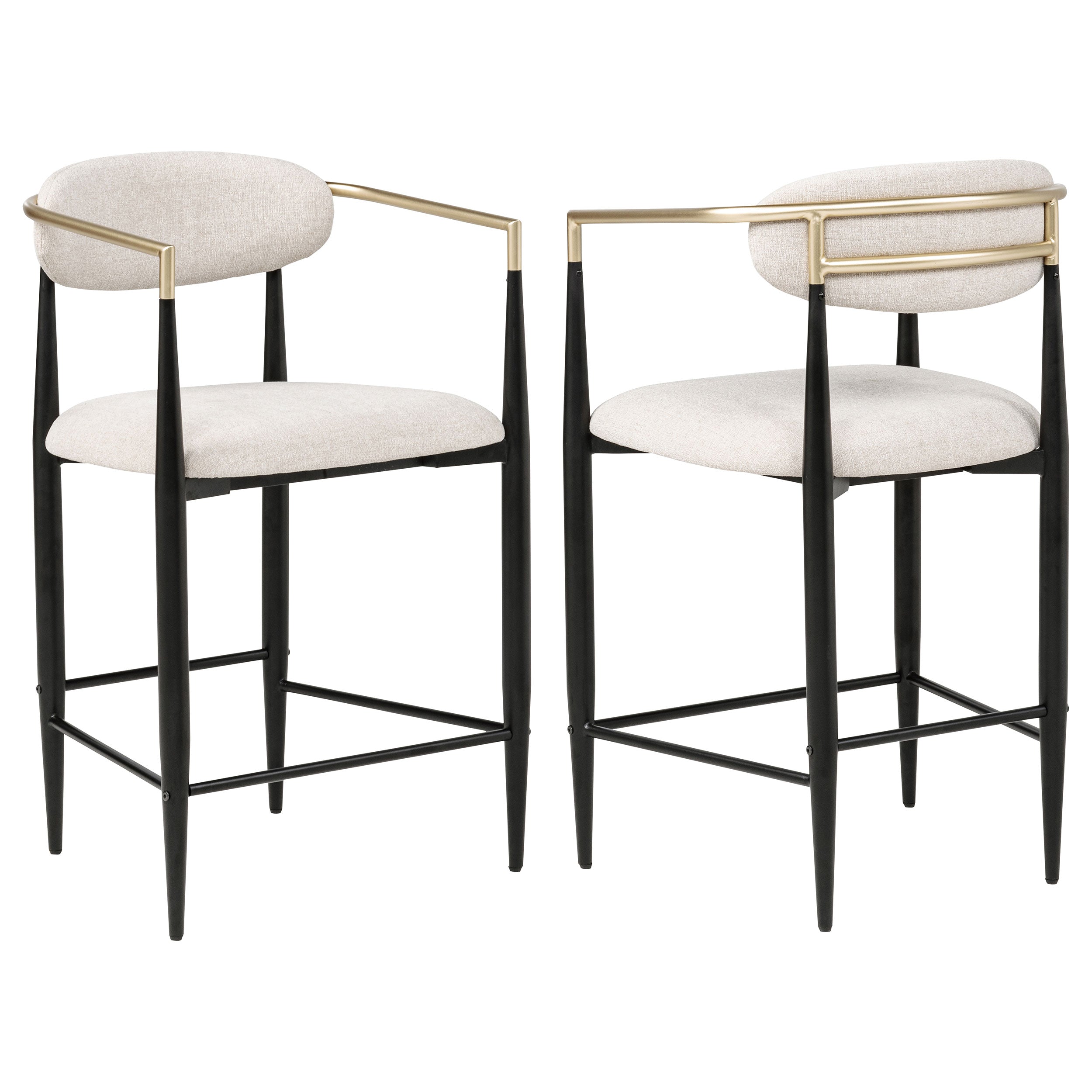 Tina Fabric Upholstered Counter Chair Beige (Set of 2)