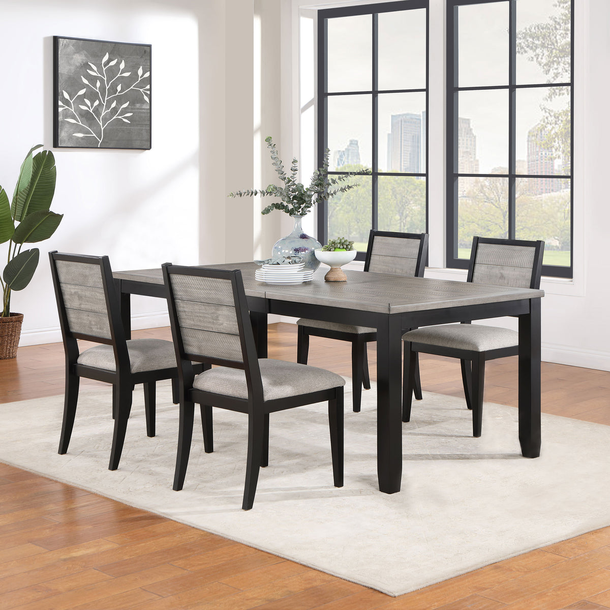 Elodie 5-piece Rectangular Extension Dining Set Grey and Black