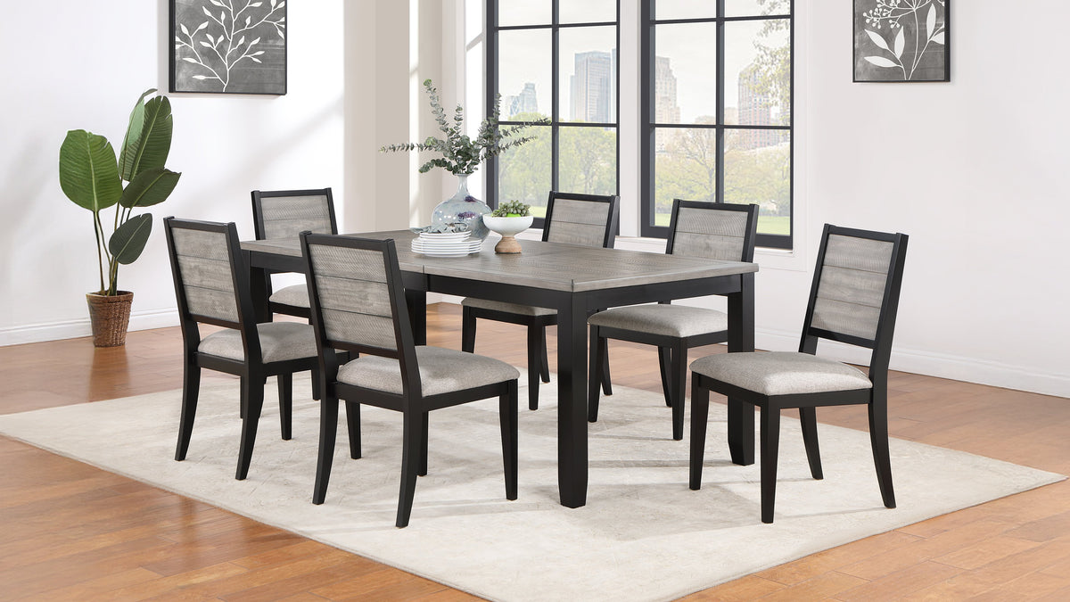 Elodie 7-piece Rectangular Extension Dining Set Grey and Black