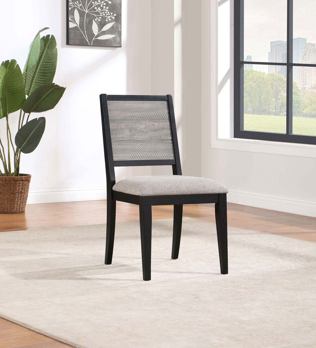 Elodie Upholstered Dining Side Chairs (Set of 2) Dove Grey and Black