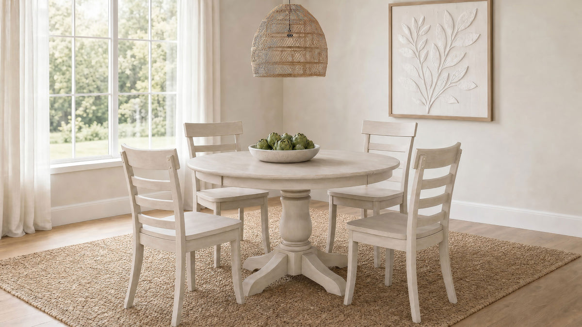 Orrison 5-piece Round to Oval Extension Pedestal Dining Set Linen