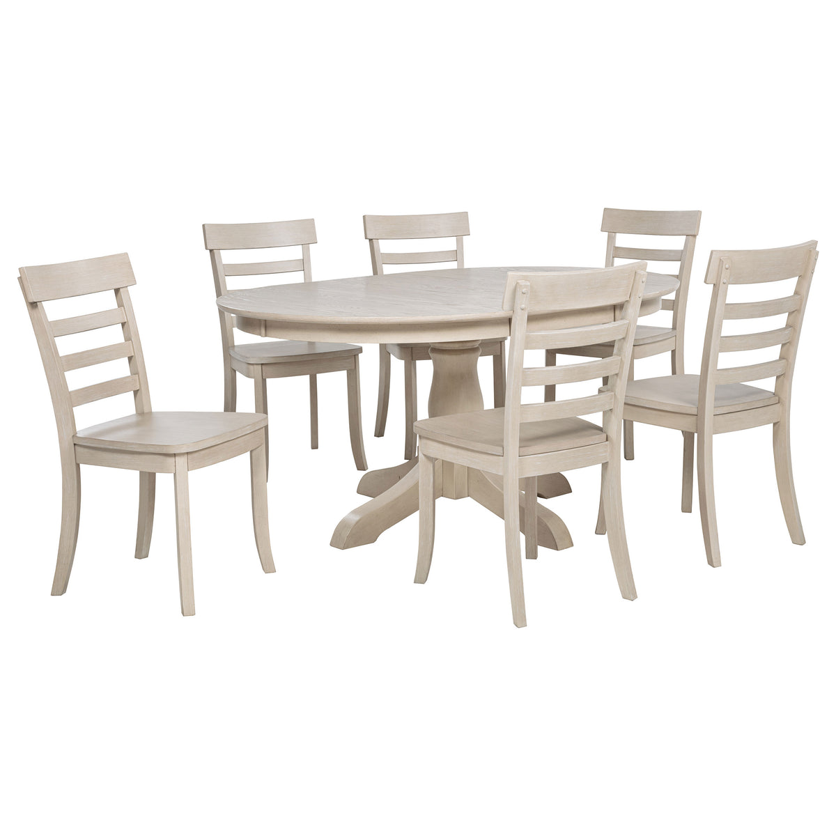 Orrison 7-piece Round to Oval Extension Pedestal Dining Set Linen