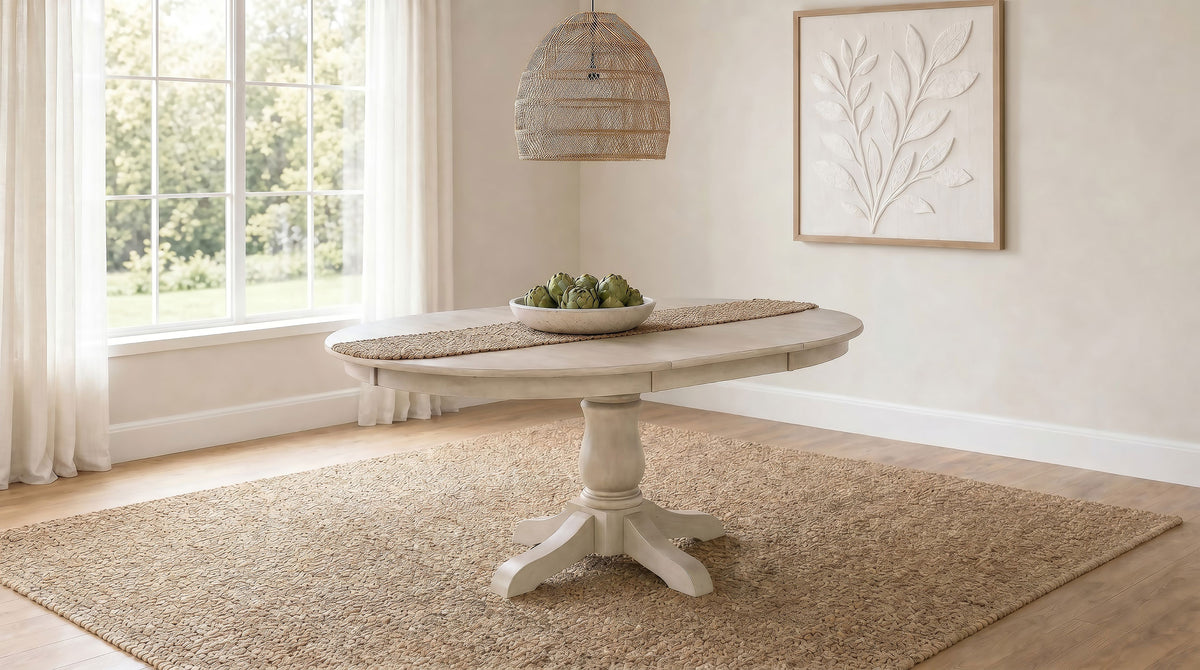 Orrison 45 to 62-inch Round to Oval Extension Pedestal Dining Table Linen