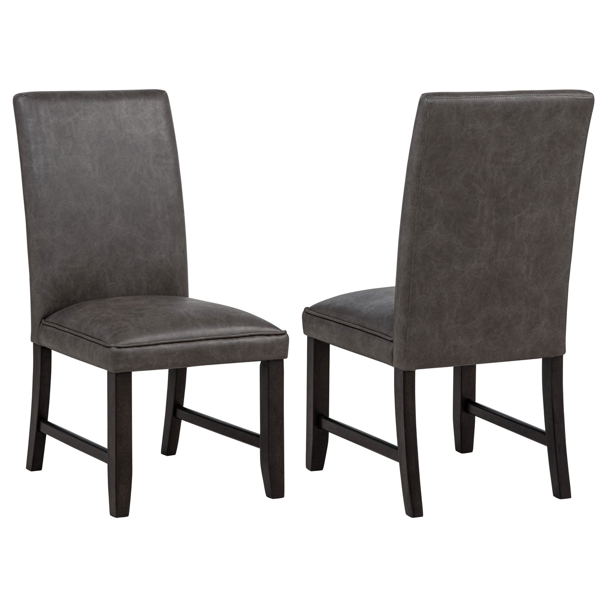 Averill Faux Leather Upholstered Dining Side Chairs (Set of 2) Dark Grey and Coffee Bean
