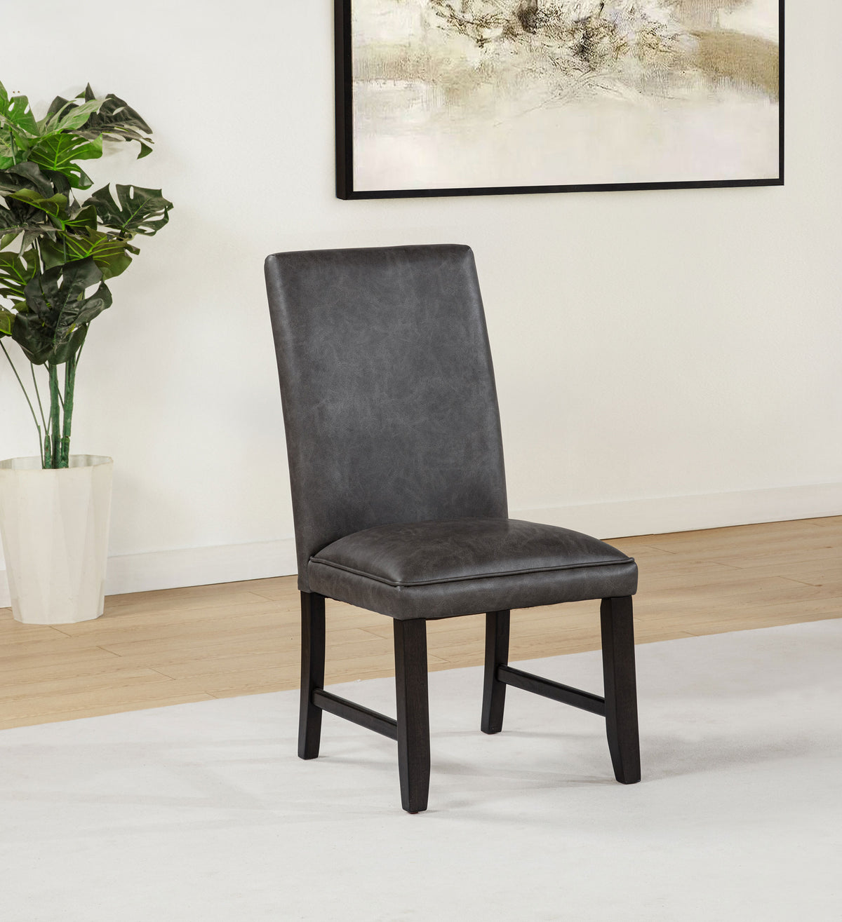 Averill Faux Leather Upholstered Dining Side Chairs (Set of 2) Dark Grey and Coffee Bean