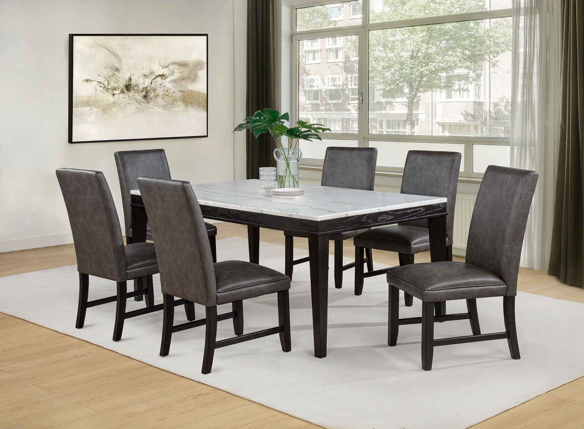 Averill Faux Leather Upholstered Dining Side Chairs (Set of 2) Dark Grey and Coffee Bean