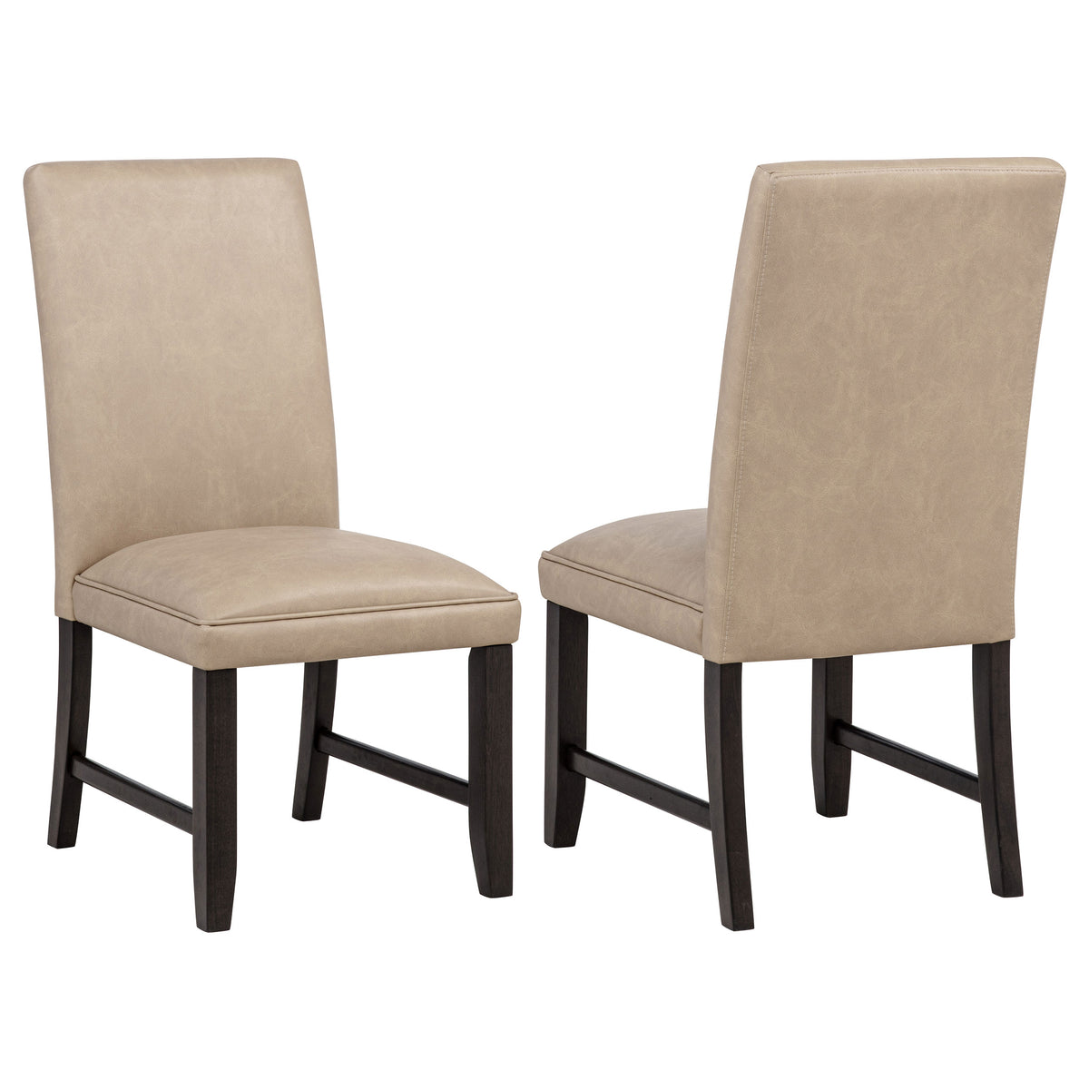 Averill Faux Leather Upholstered Dining Side Chairs (Set of 2) Tan and Coffee Bean