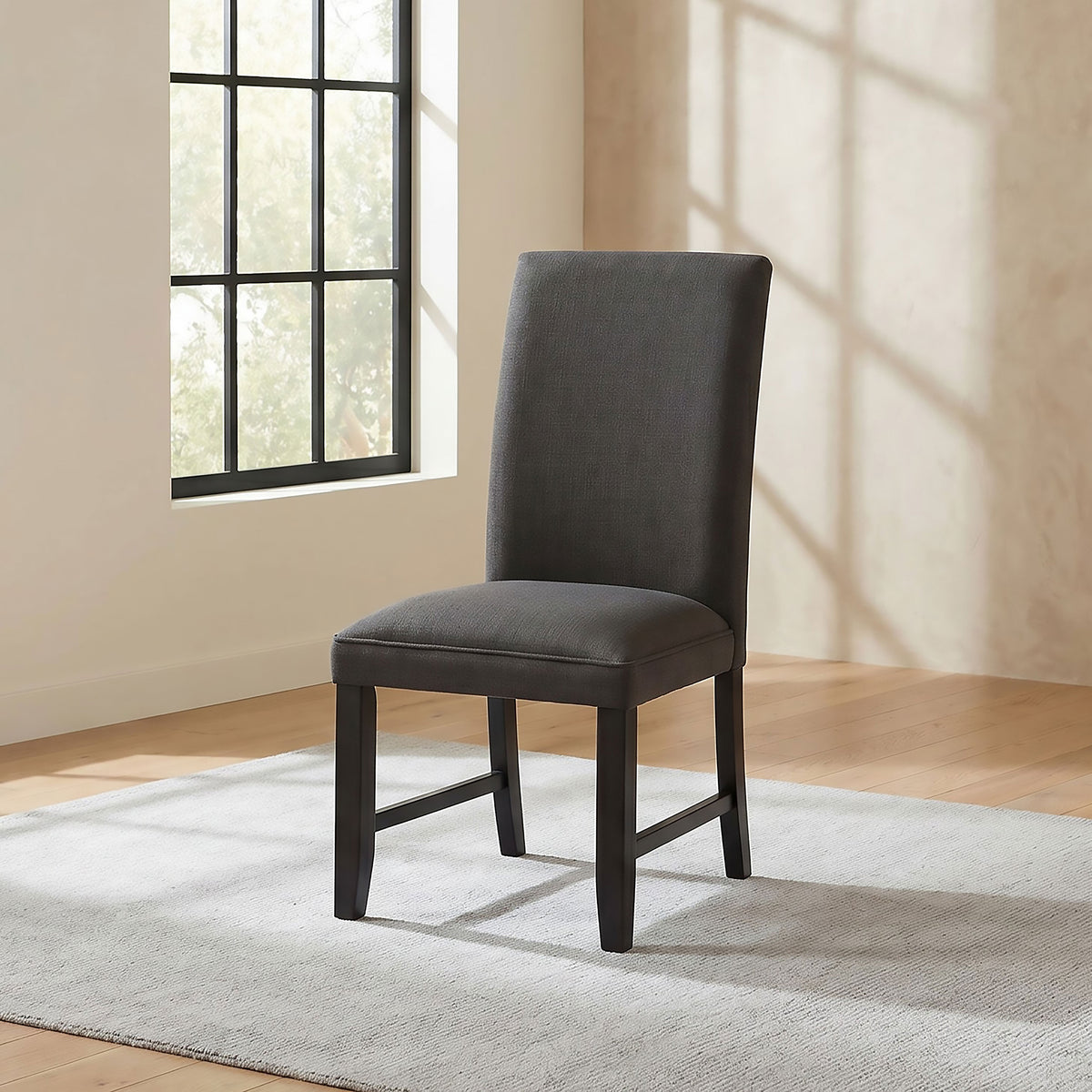 Berning Fabric Upholstered Parson Side Chairs (Set of 2) Charcoal
