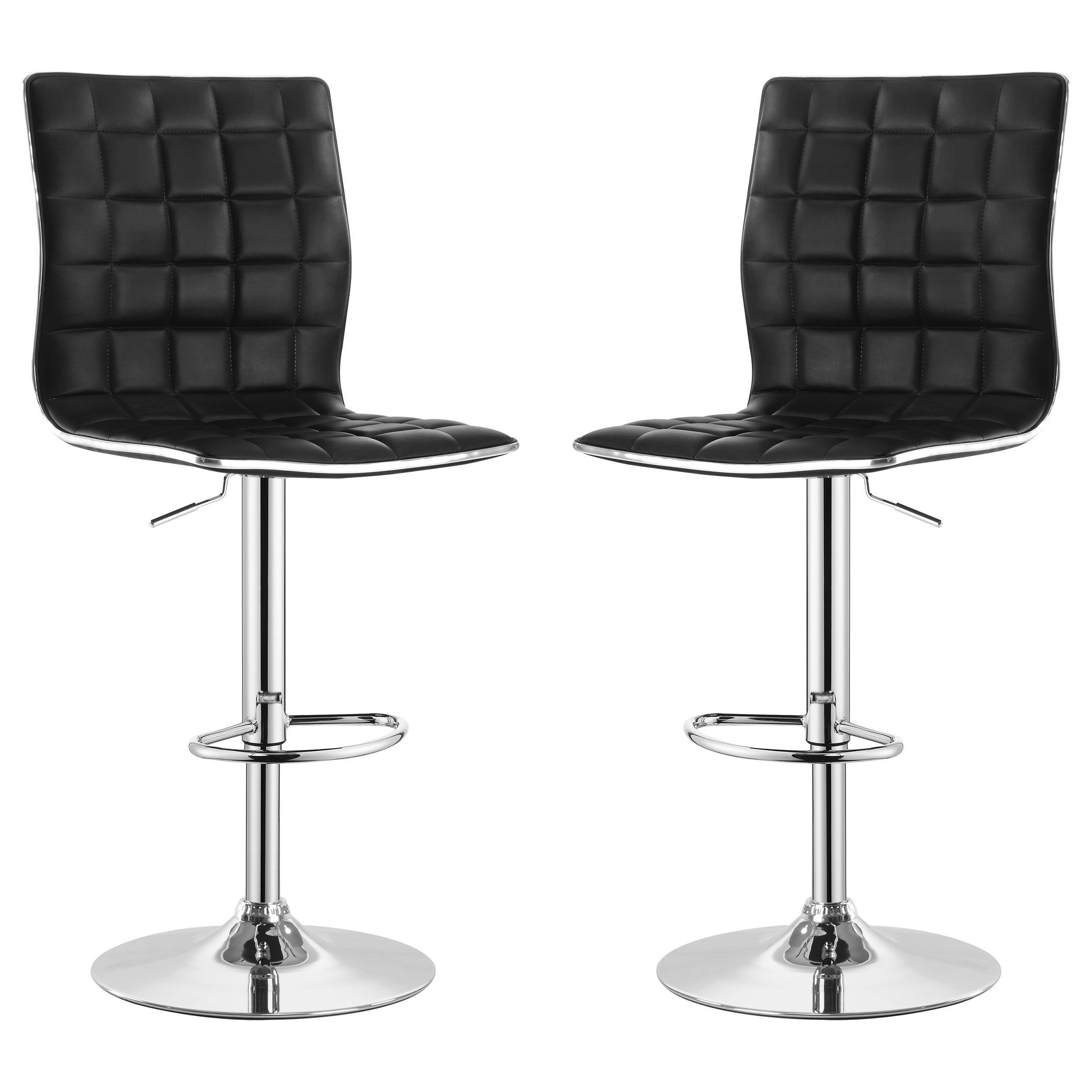 Ashbury Upholstered Adjustable Bar Stool Black (Set of 2)