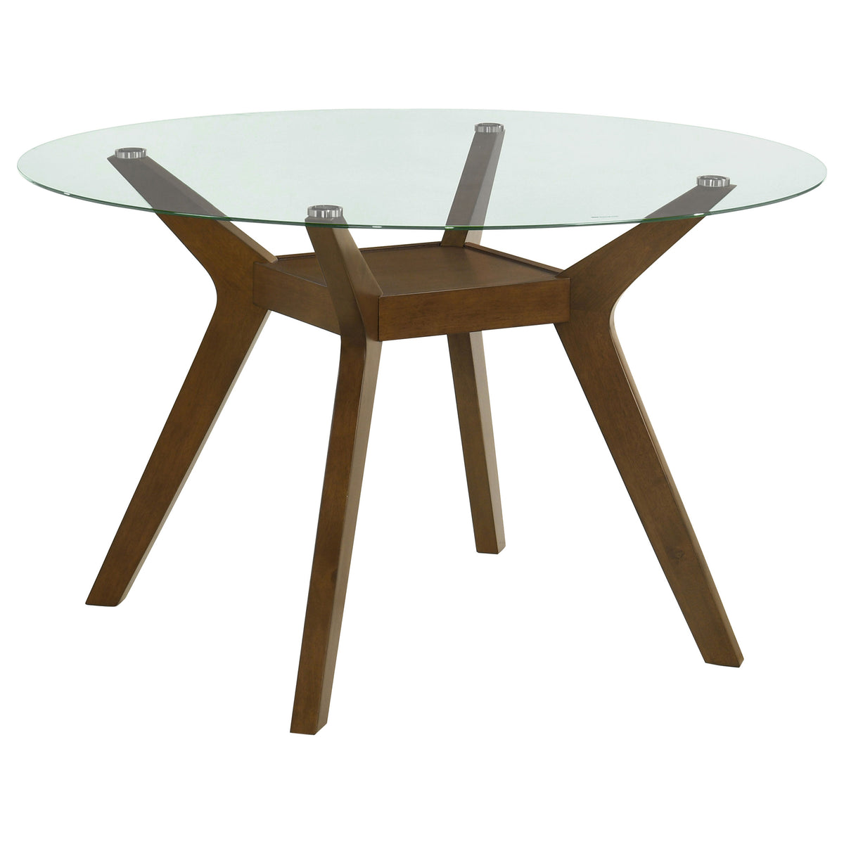 Paxton 5-piece Round Glass Top Dining Set with Grey Upholstered Chairs Brown