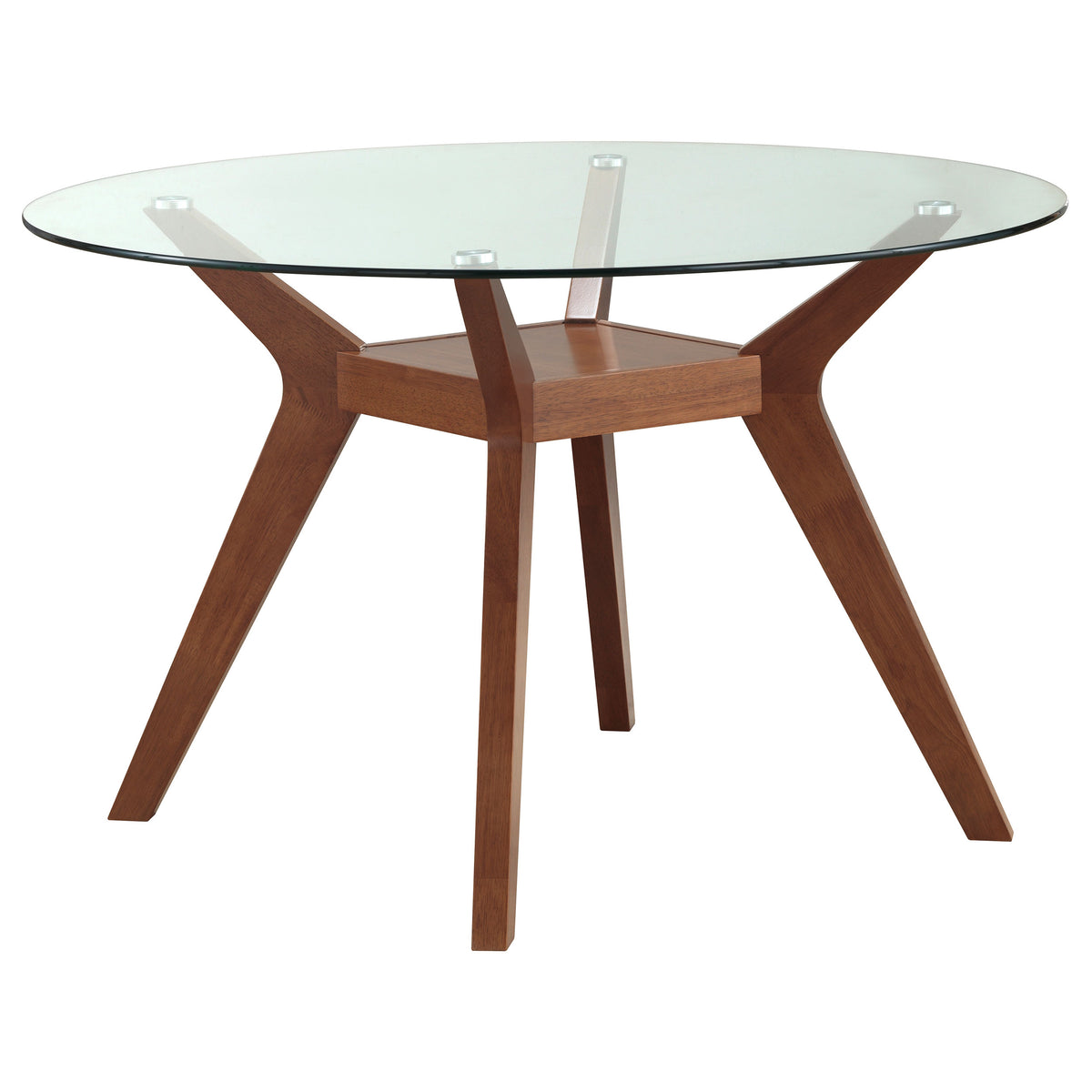 Paxton 5-piece Round Glass Top Dining Set with Black Leatherette Chairs Brown