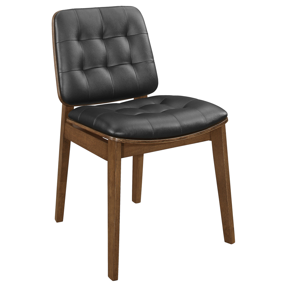 Paxton 5-piece Round Glass Top Dining Set with Black Leatherette Chairs Brown