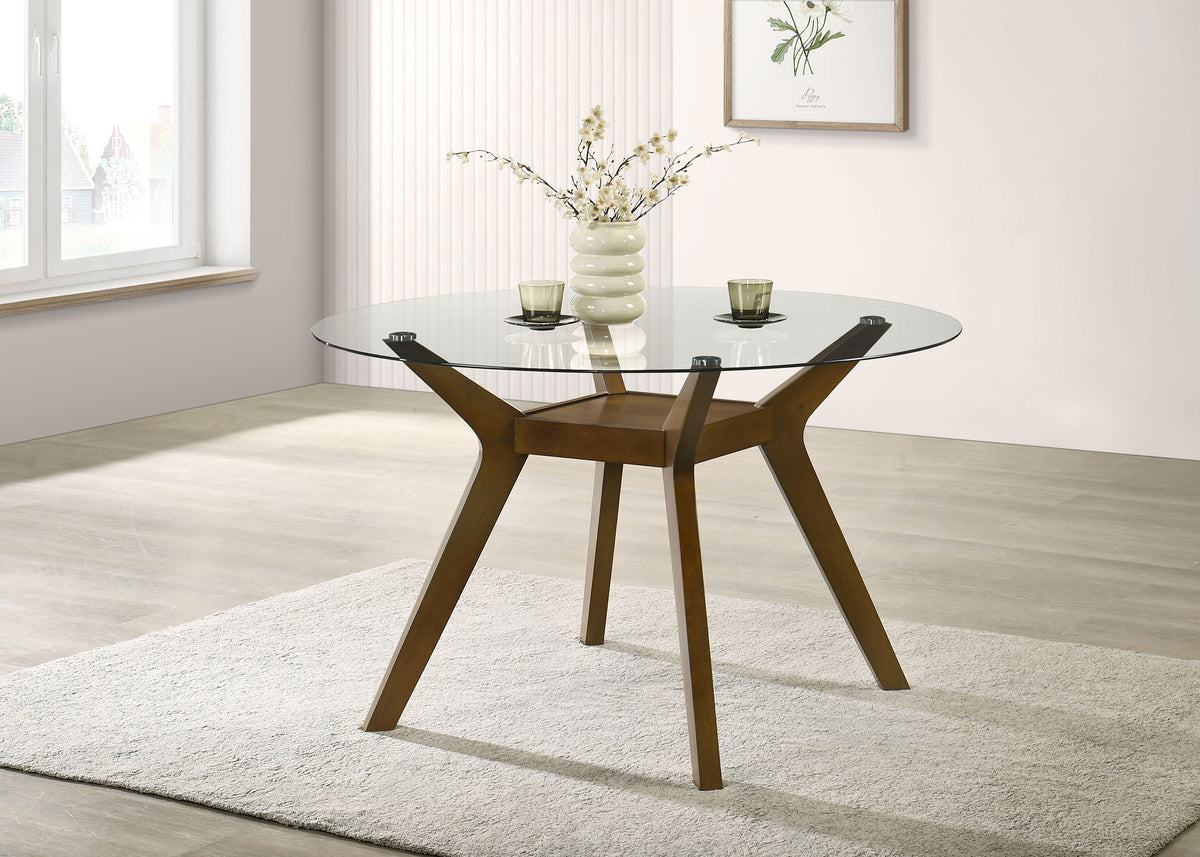Paxton 48-inch Round Glass Top Dining Table Brown