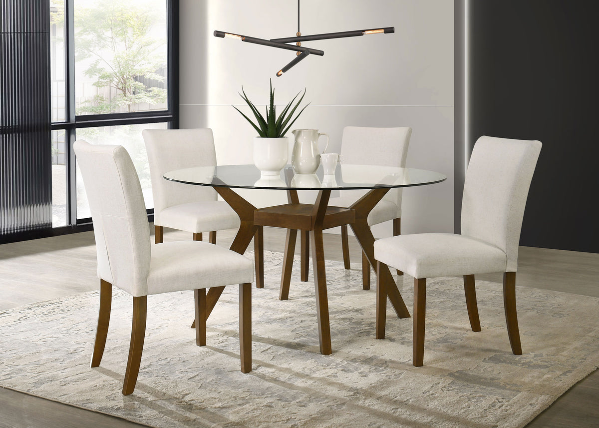 Paxton 48-inch Round Glass Top Dining Table Brown