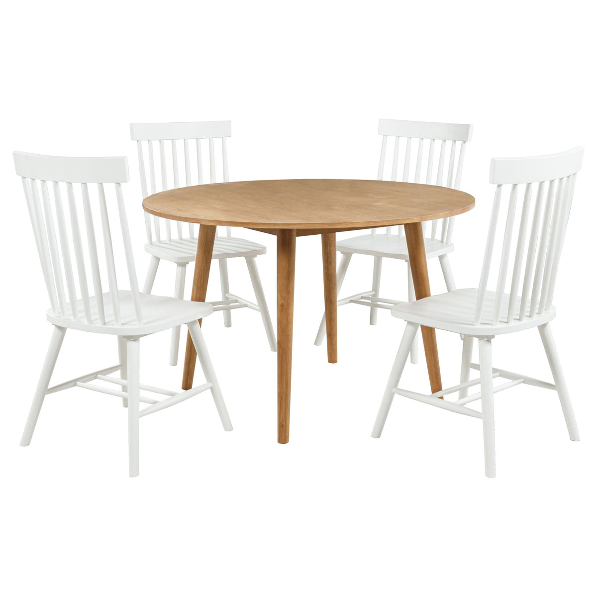 Andrews 5-piece 48-inch Round Dining Set with White Chairs Light Ash