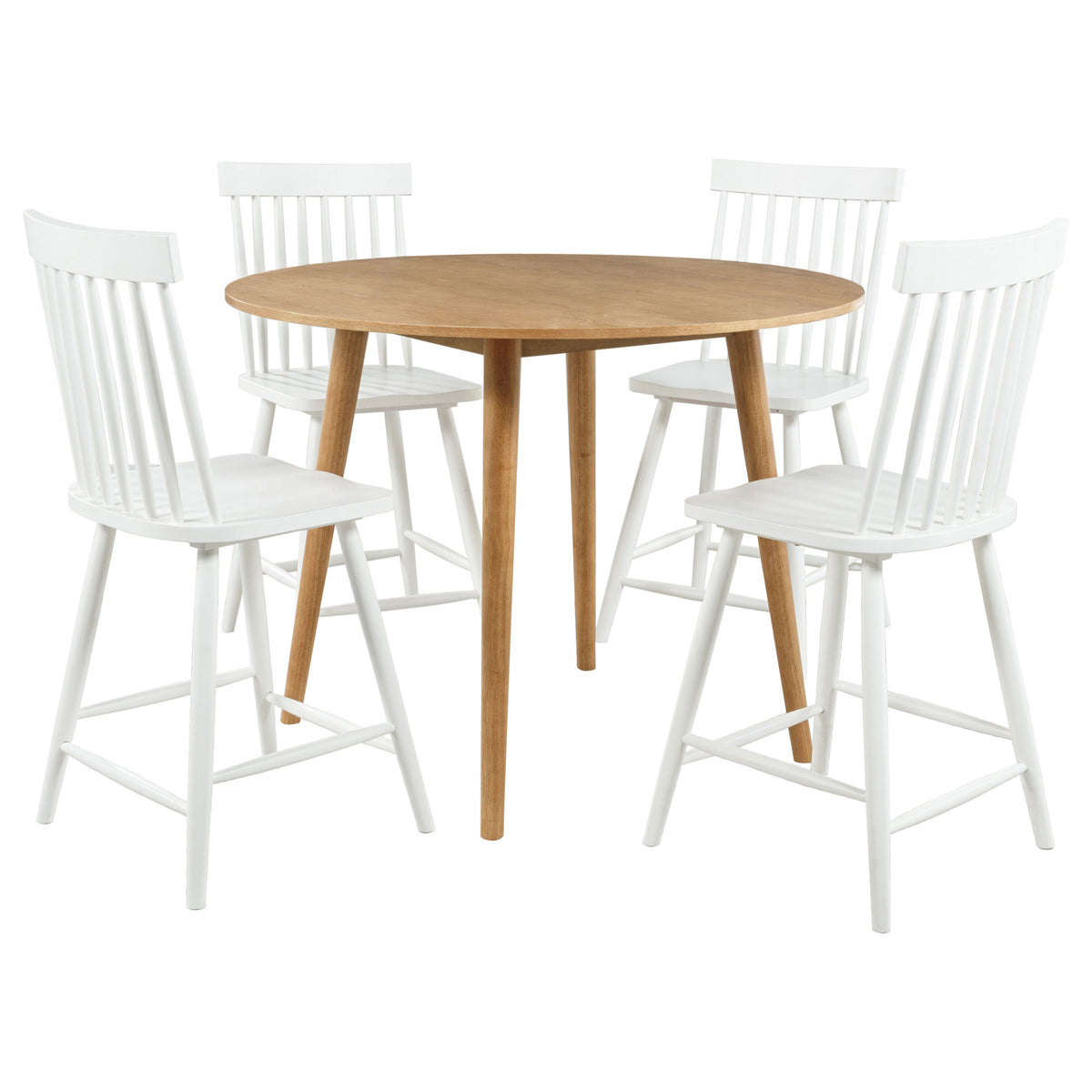 Andrews 5-piece 48-inch Round Counter Height Dining Set with White Chairs Light Ash