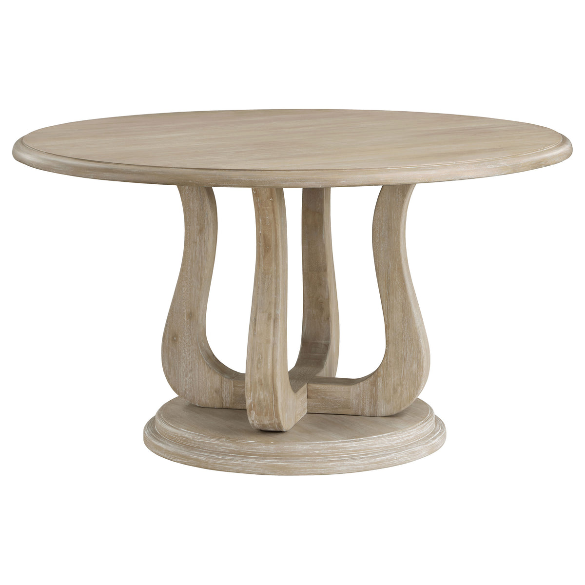 Trofello 5-piece 60-inch Round Pedestal Dining Set White Washed and Beige
