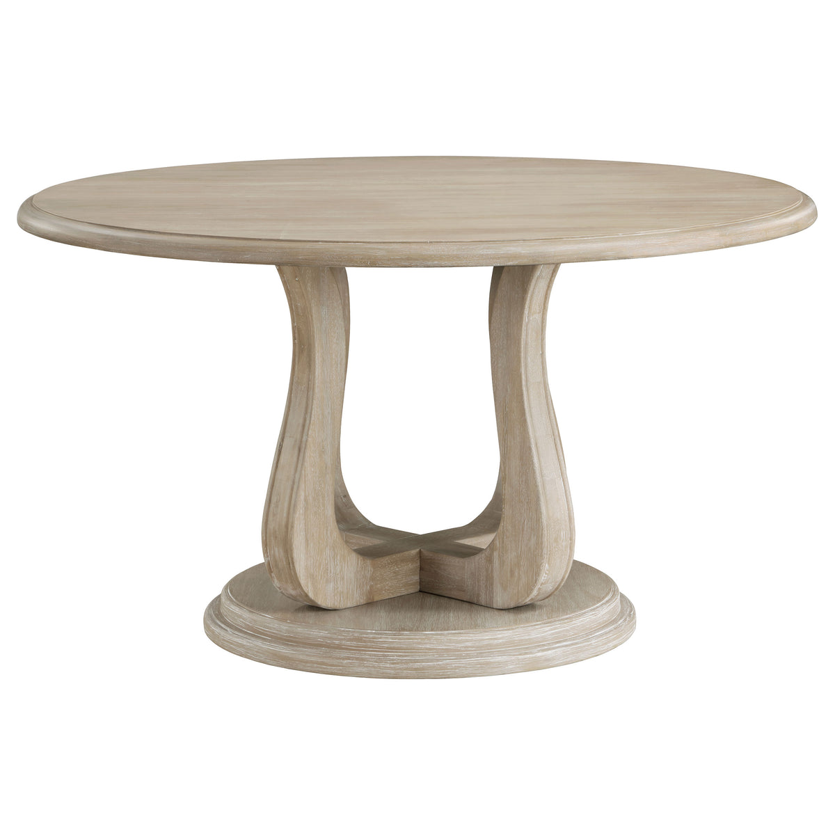 Trofello 5-piece 60-inch Round Pedestal Dining Set White Washed and Beige