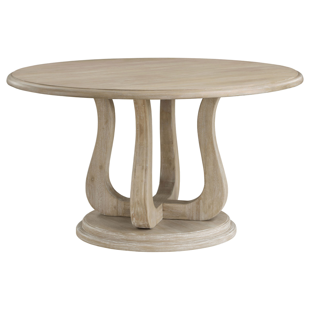 Trofello 60-inch Round Pedestal Dining Table White Washed