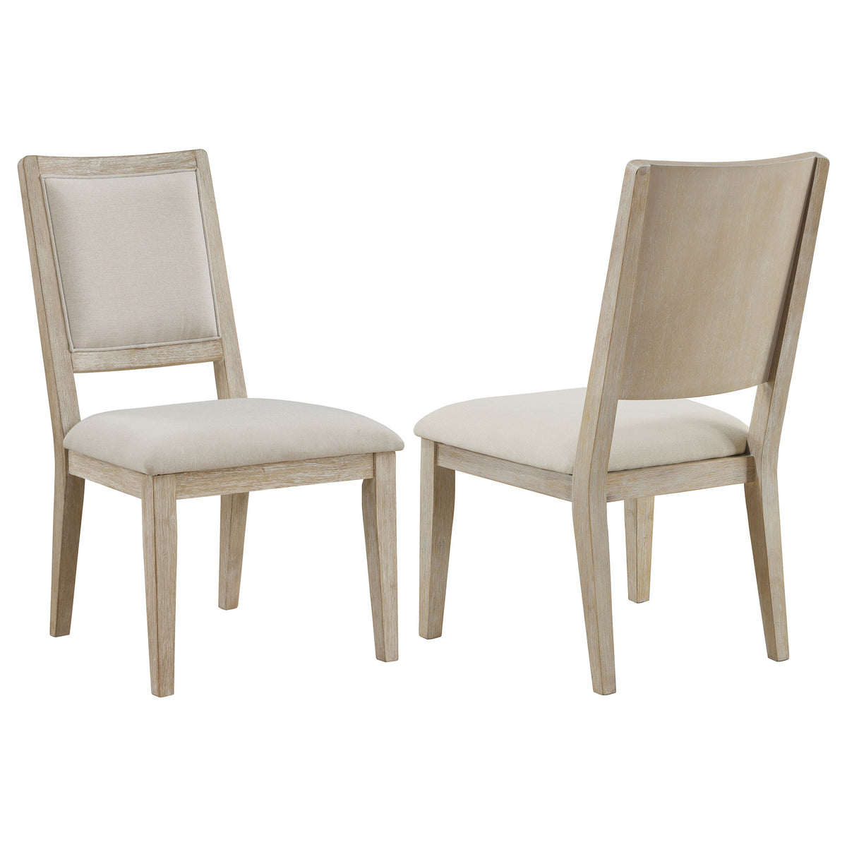 Trofello Upholstered Dining Side Chairs (Set of 2) Beige and White Washed
