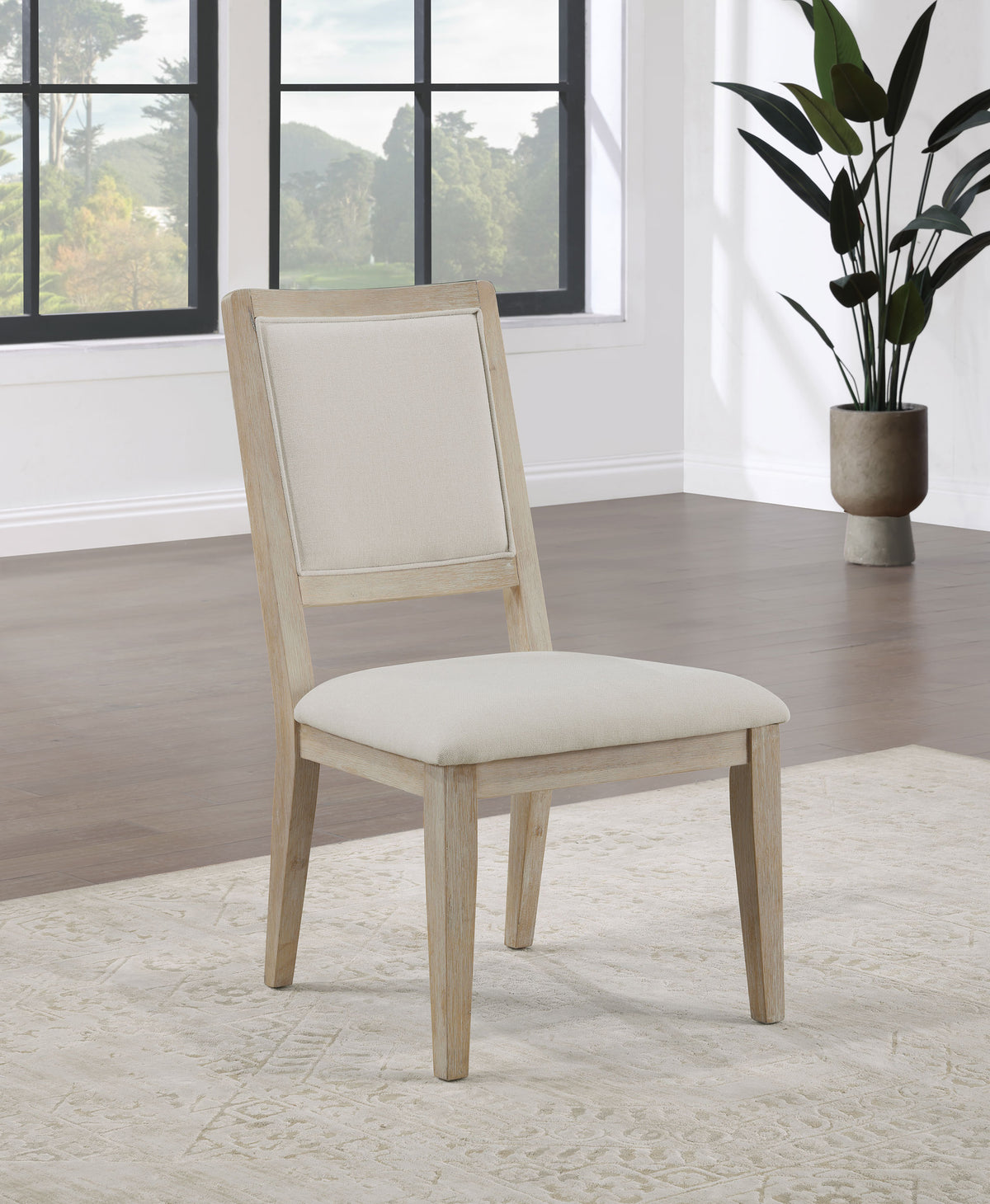 Trofello Upholstered Dining Side Chairs (Set of 2) Beige and White Washed