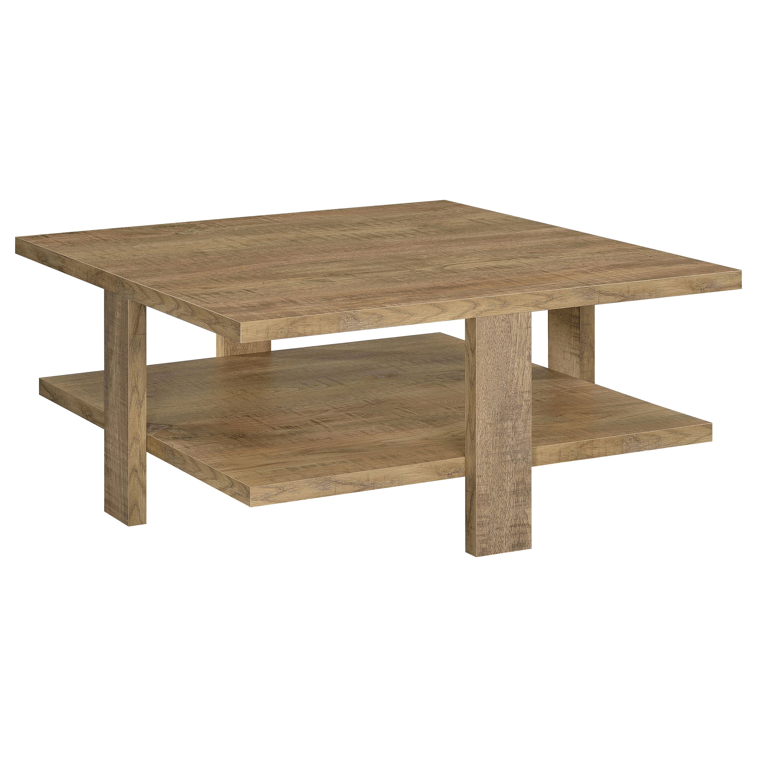 Modern Dawn Square Engineered Wood Coffee Table With Shelf Mango