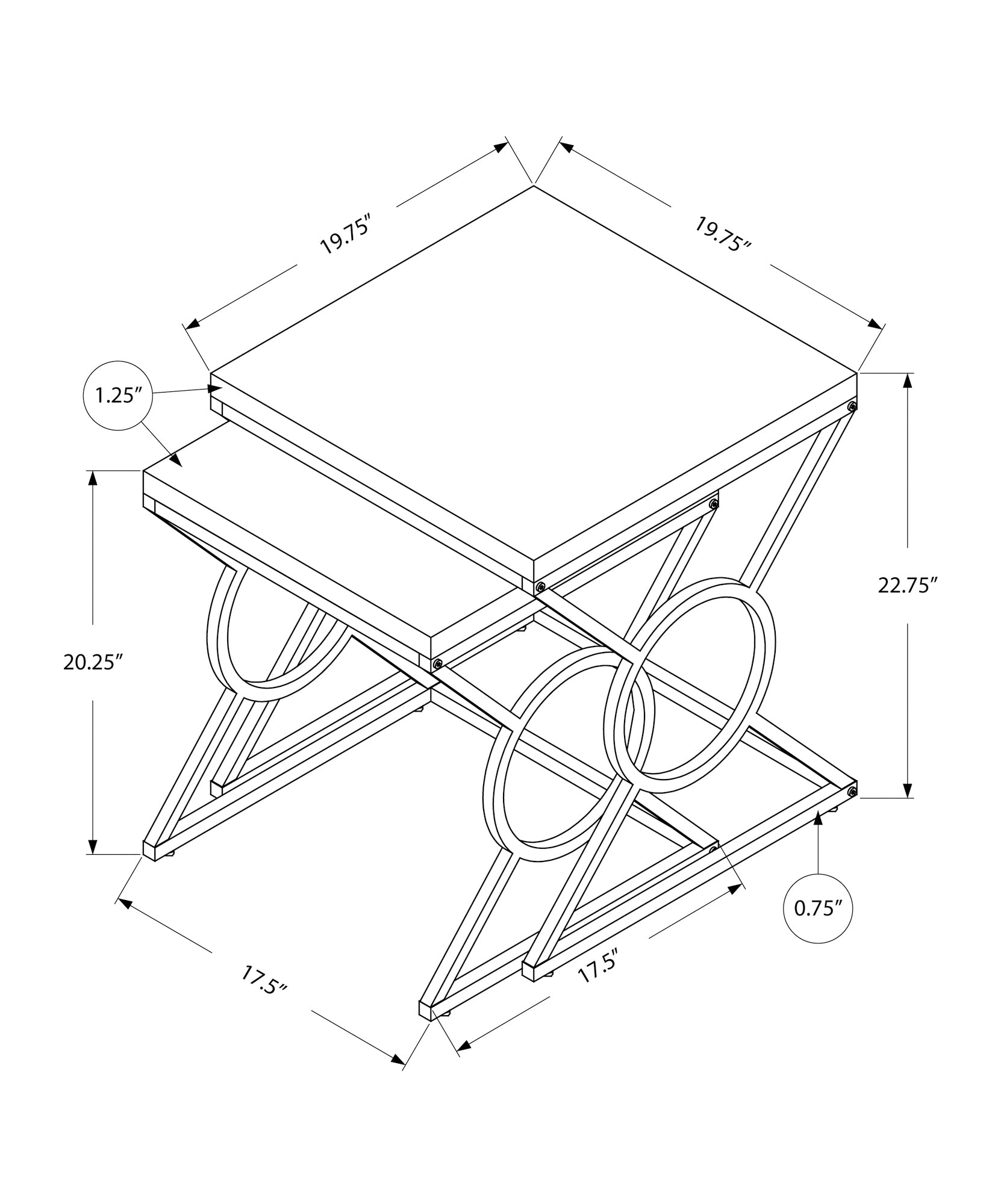 Contemporary Glossy White Nesting Tables with Circular Pattern Set Of 2