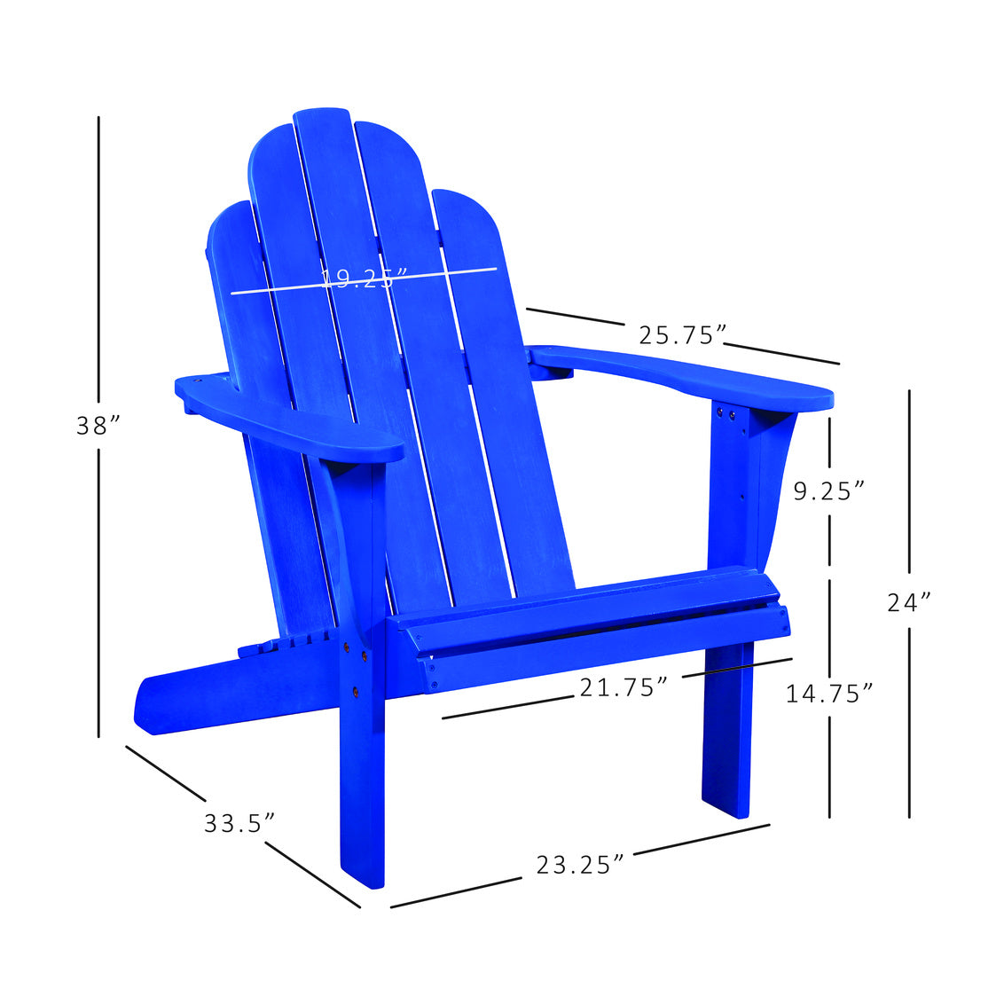 Linon Comfort Back Acacia Wood Out Door Adirondack Chair - Blue